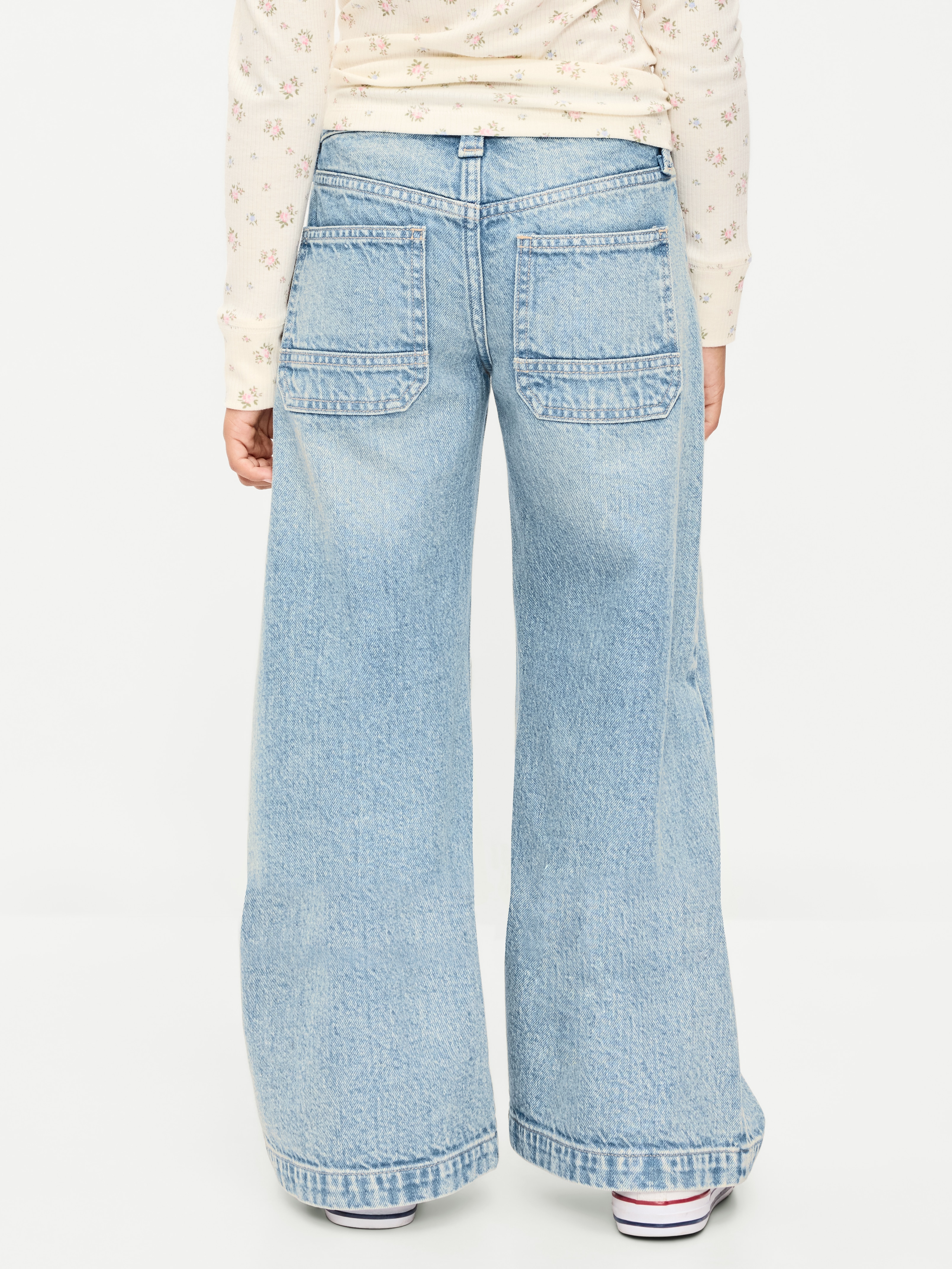 Low-Rise Super Baggy Wide-Leg Jeans for Girls - Light Wash - 4
