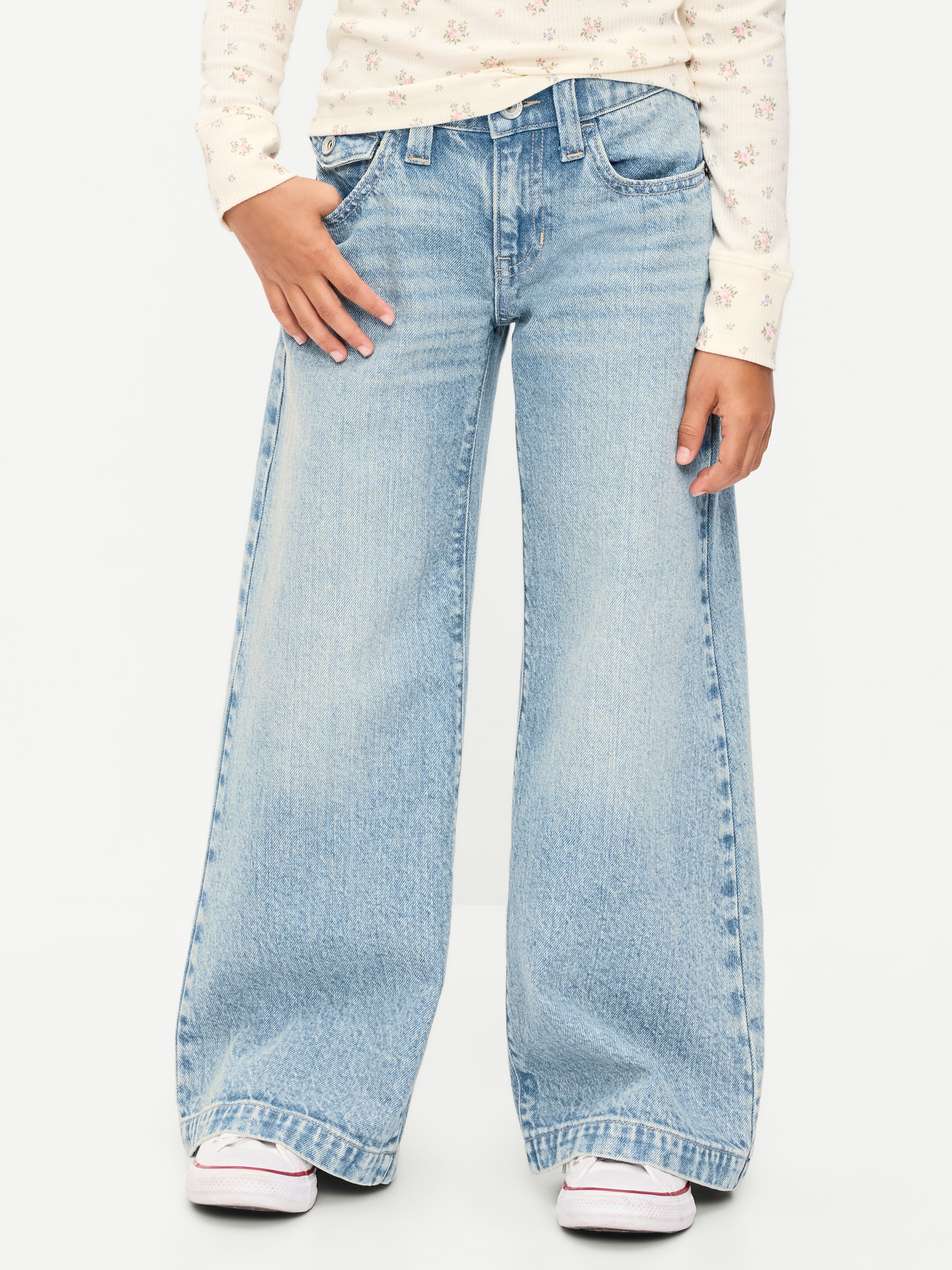 Low-Rise Super Baggy Wide-Leg Jeans for Girls - Light Wash - 2