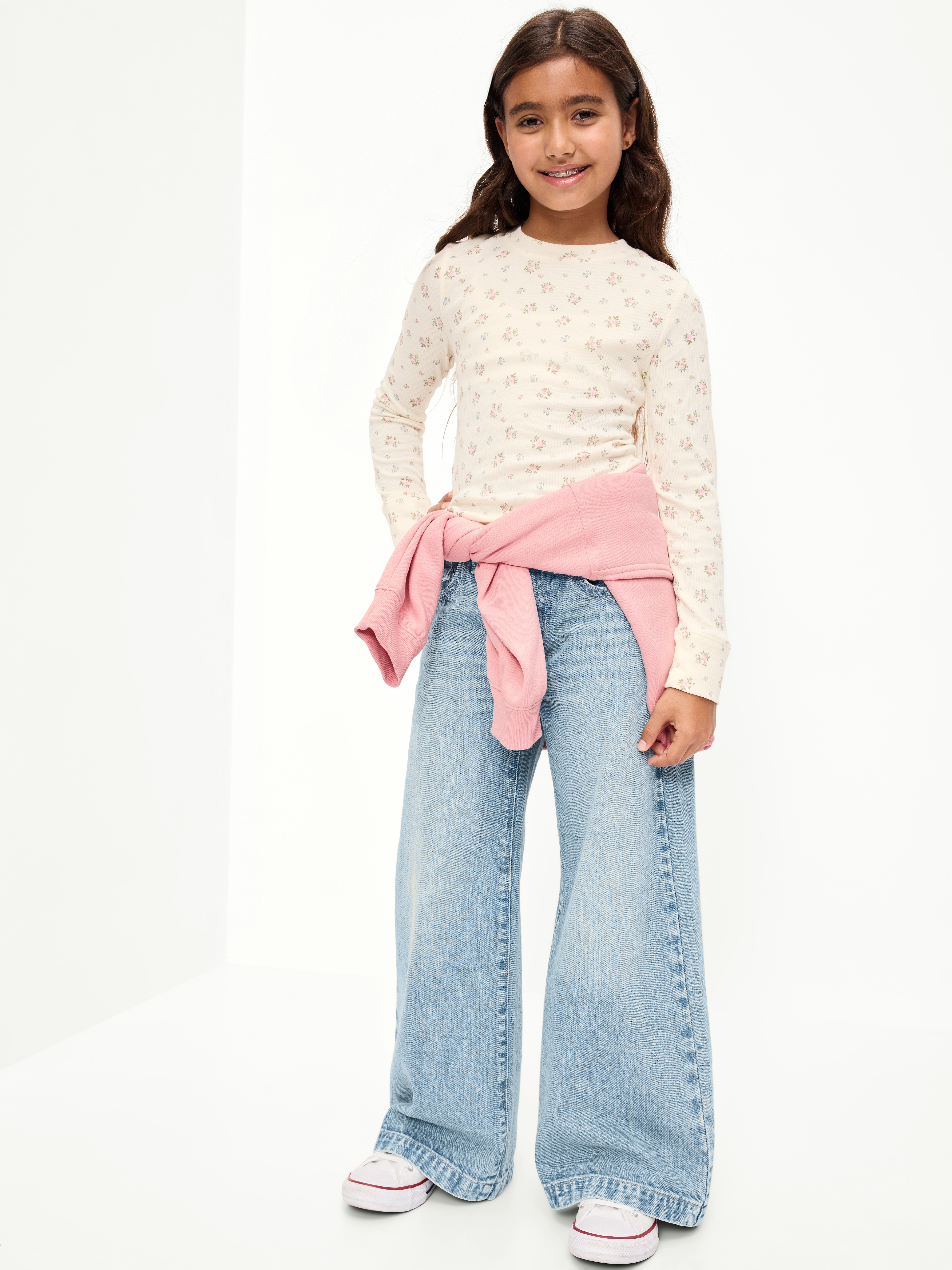 Low-Rise Super Baggy Wide-Leg Jeans for Girls - Light Wash - 1