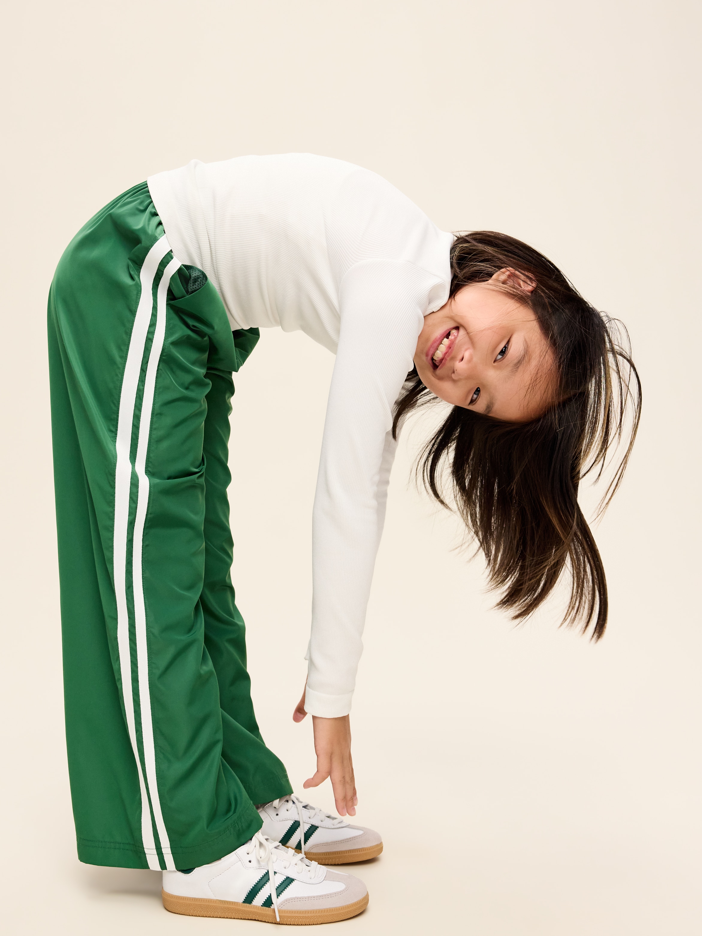 High-Waisted Track Pants for Girls - Field of Greens - 1