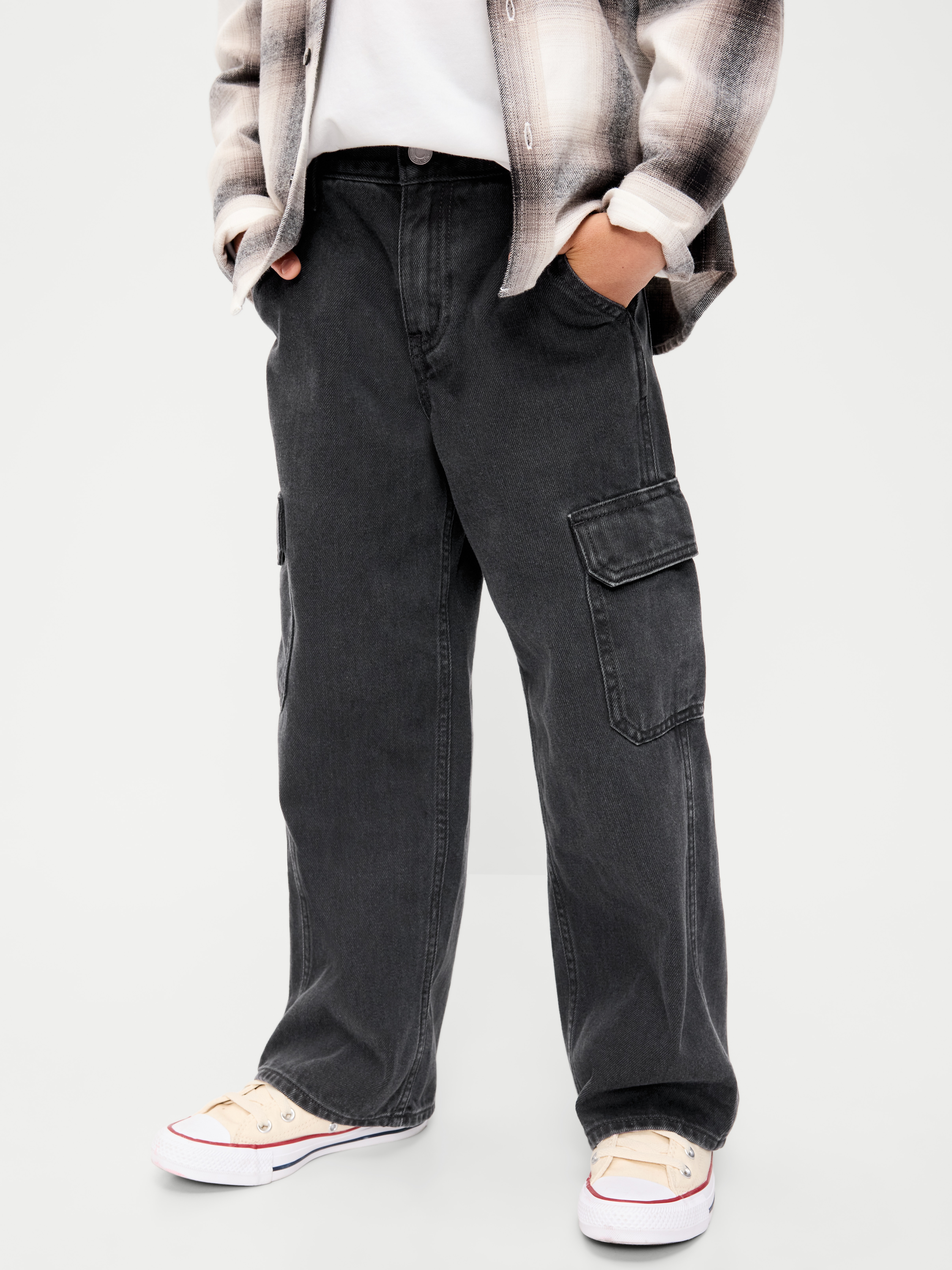 Super Baggy Jeans for Boys - Washed Black - 1