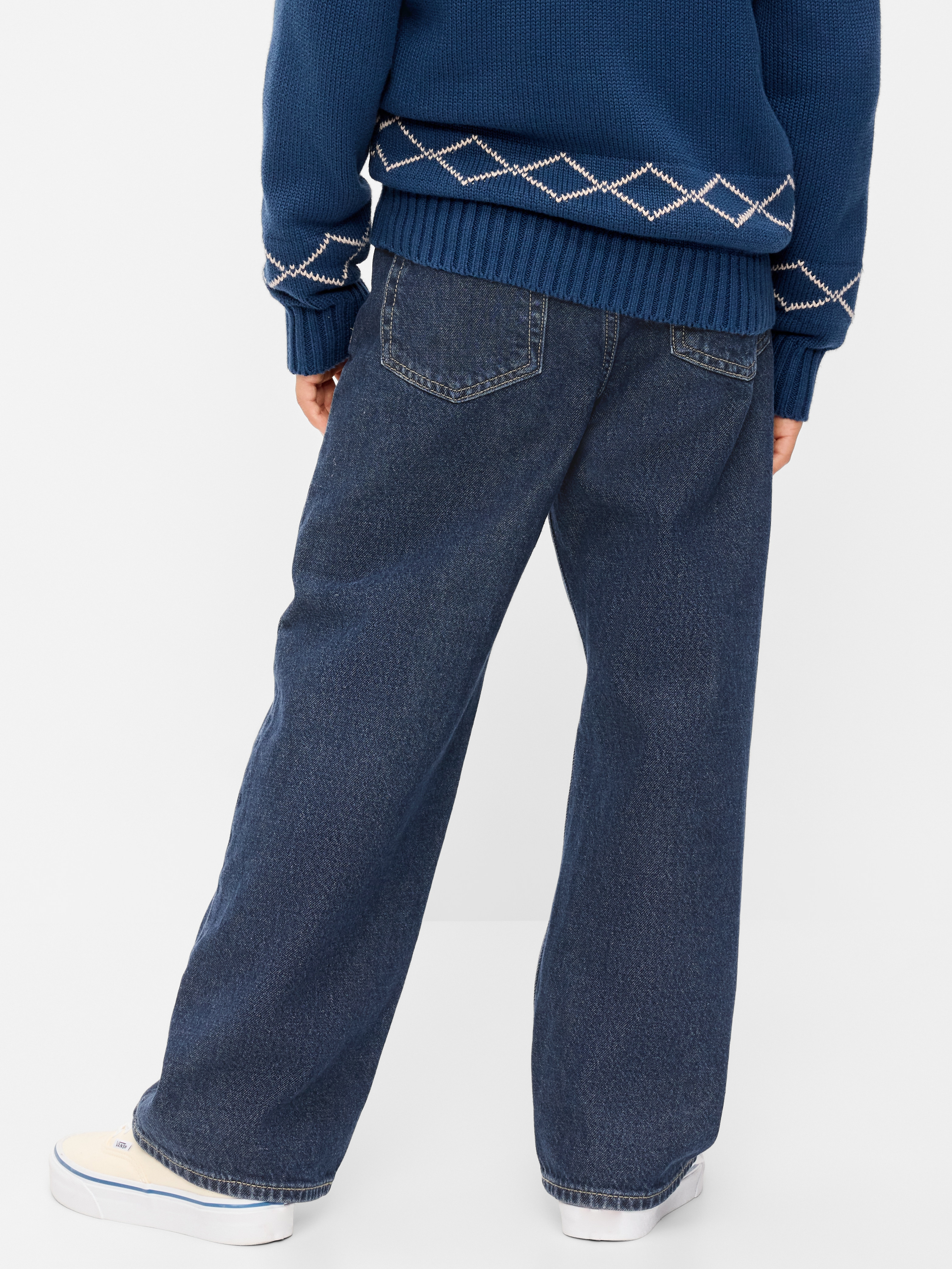 Baggy Non-Stretch Jeans for Boys - Dark Wash - 2
