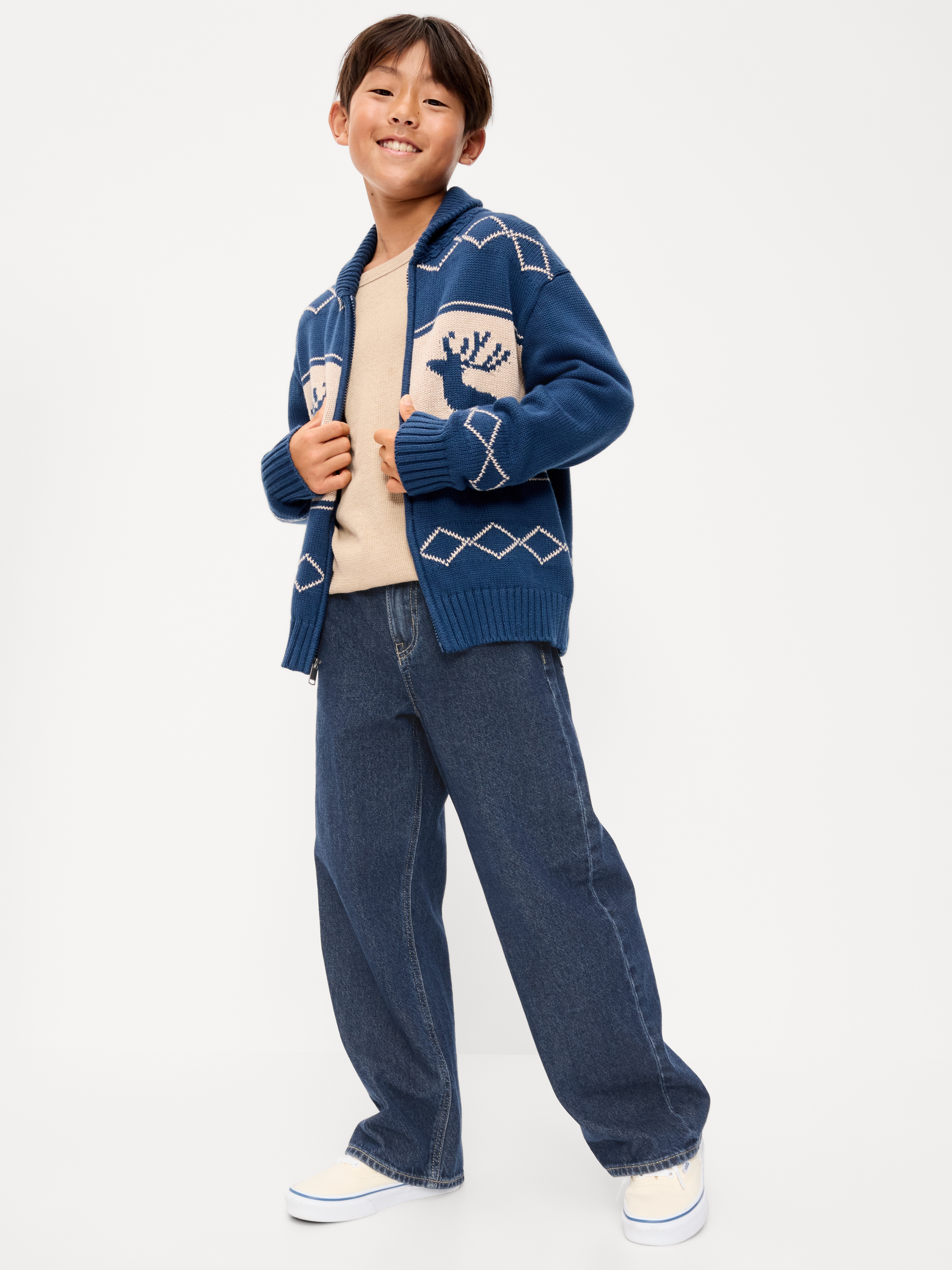 Baggy Non-Stretch Jeans for Boys - Dark Wash - 3