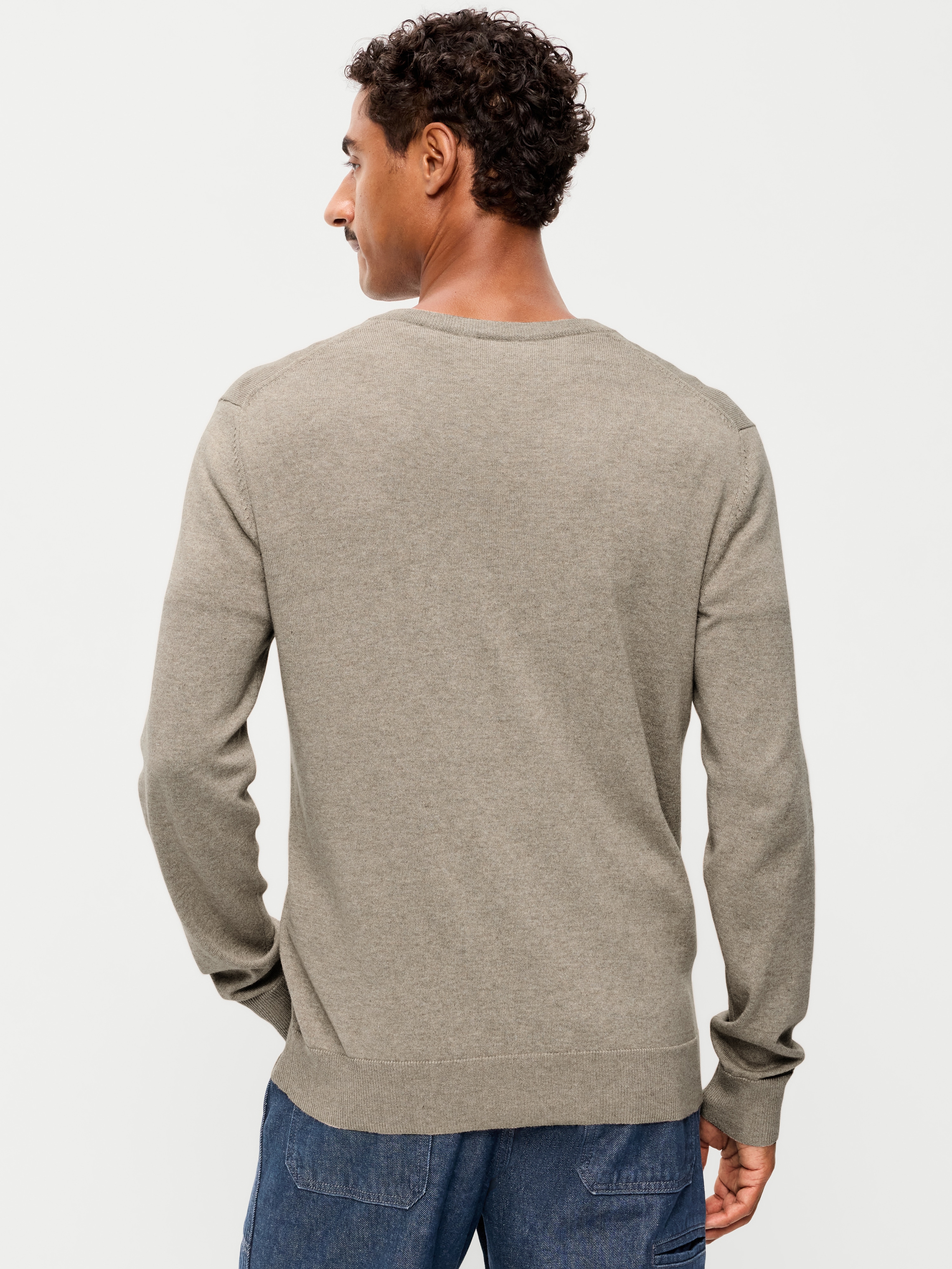 V-Neck Sweater - Tan Heather - 2