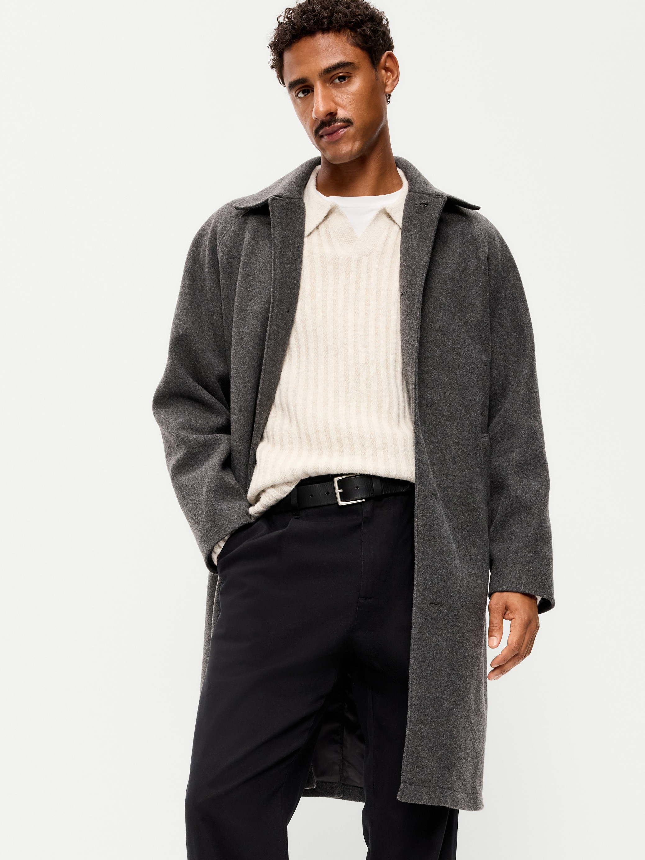 Relaxed Houndstooth Topcoat - Black Jack - 3