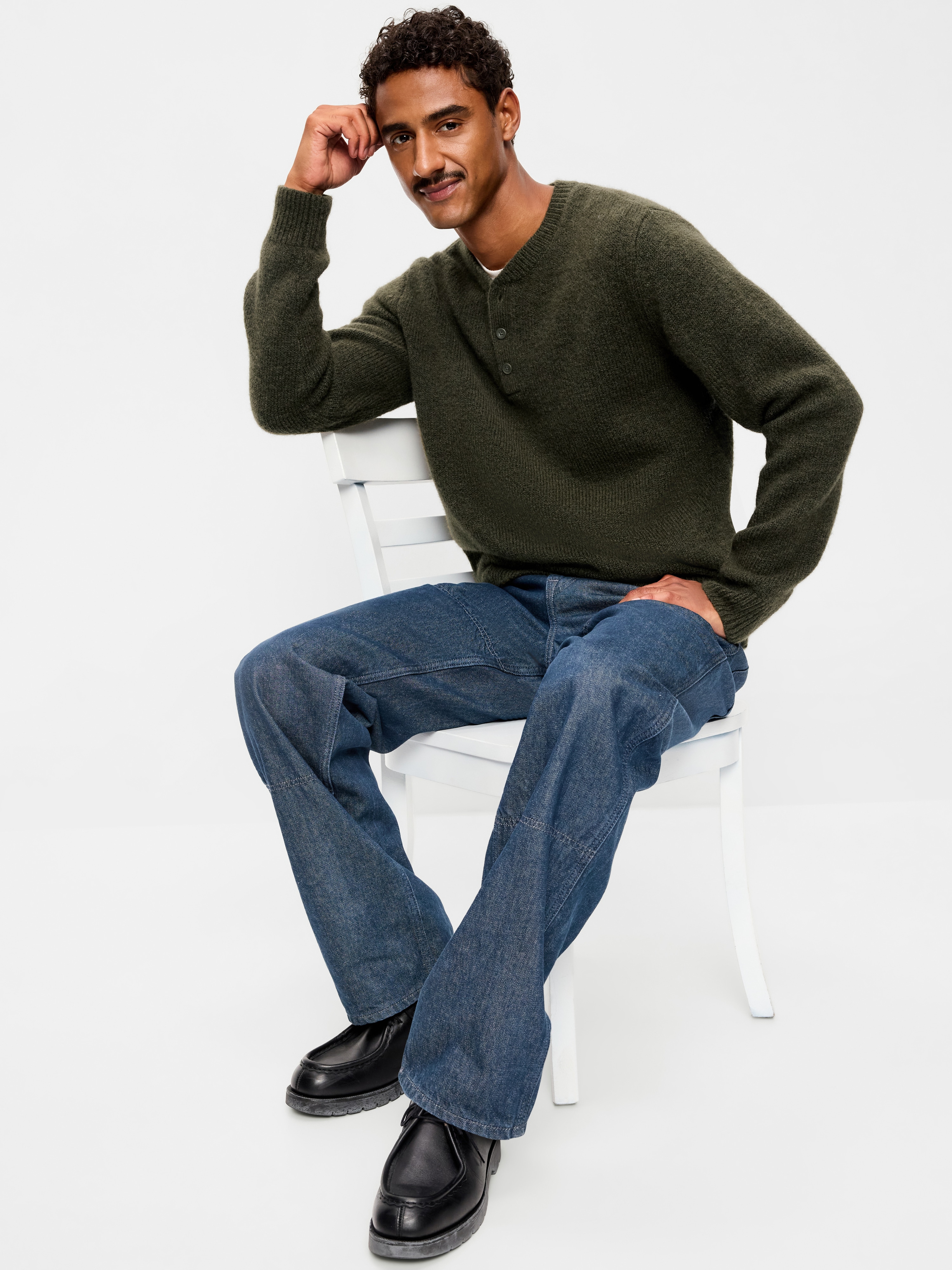 Wool-Blend Henley Sweater - Heritage Green - 3
