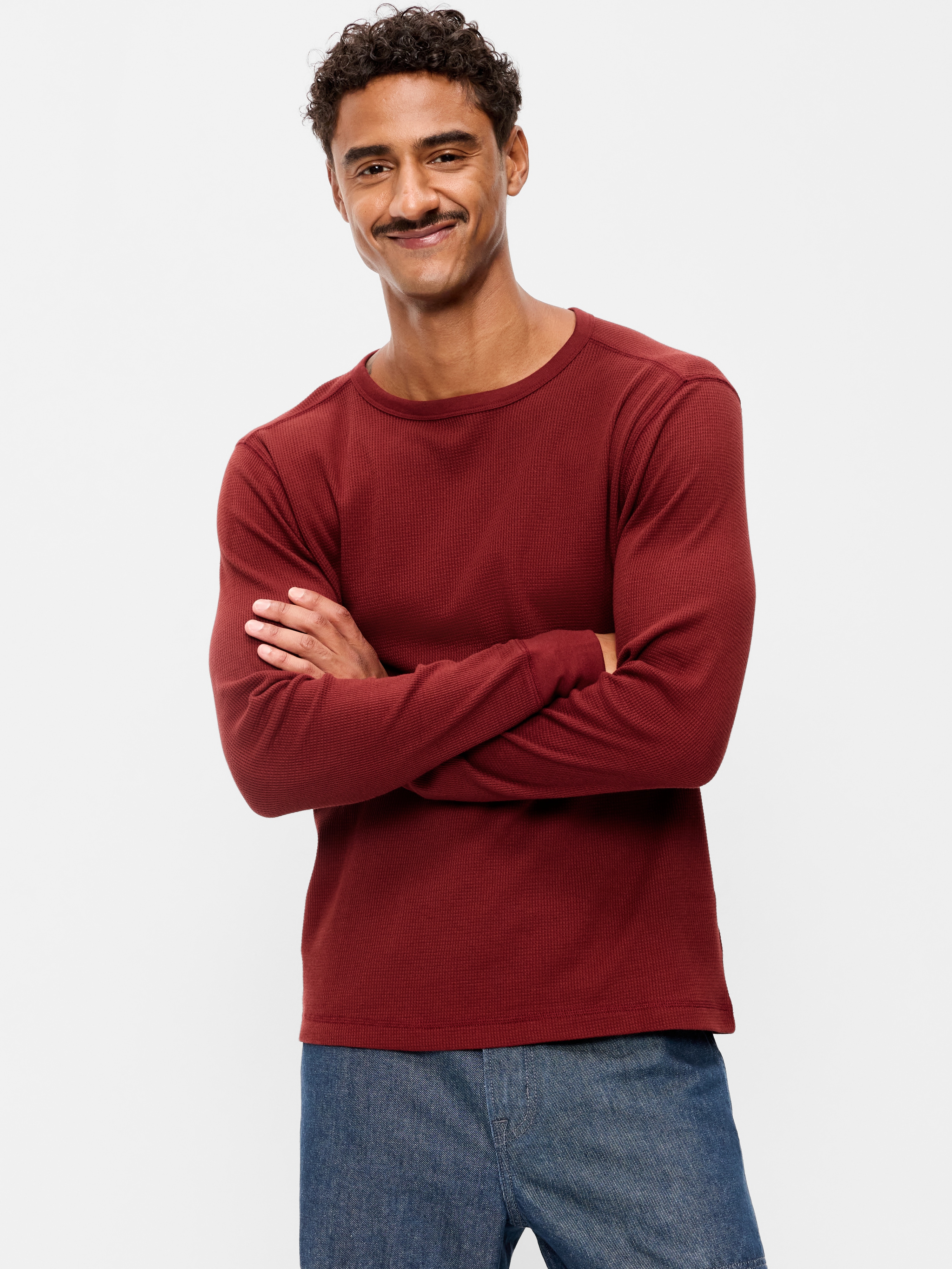 Crew-Neck Waffle T-Shirt - Emberglow - 1