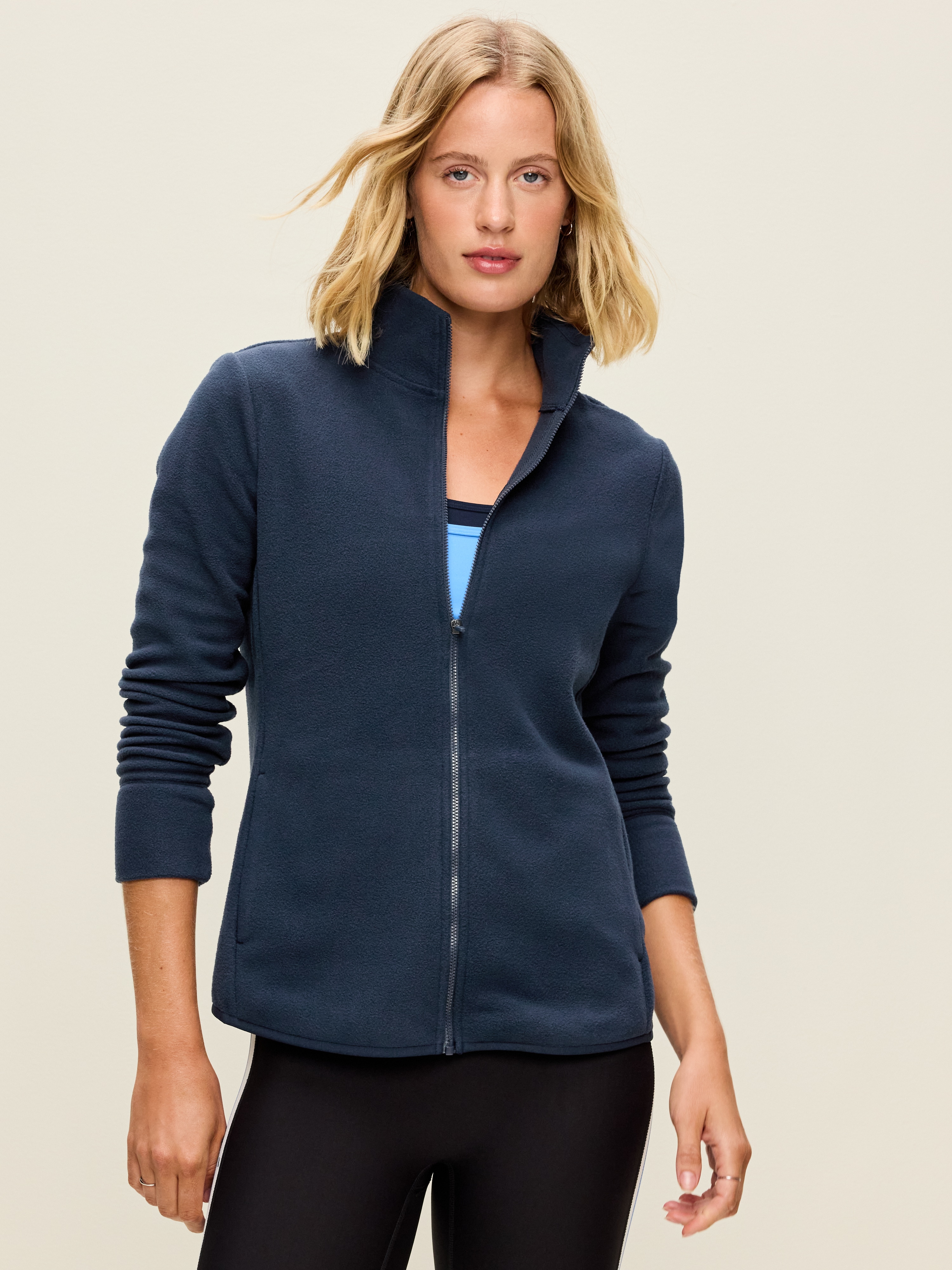 Fitted Performance Fleece Full-Zip Jacket - In the Navy - 1
