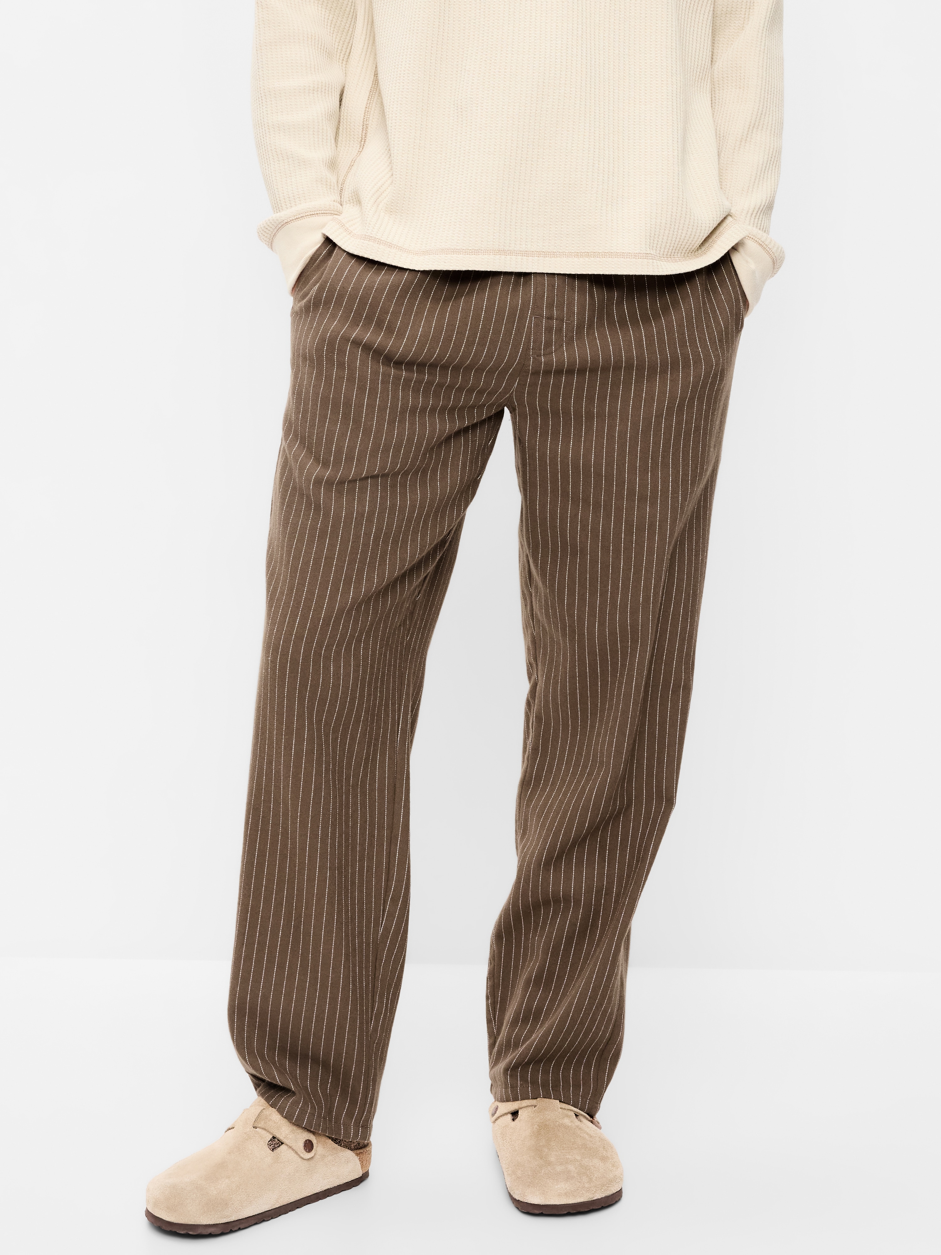 Flannel Pajama Pants - Earth Brown Stripe - 1