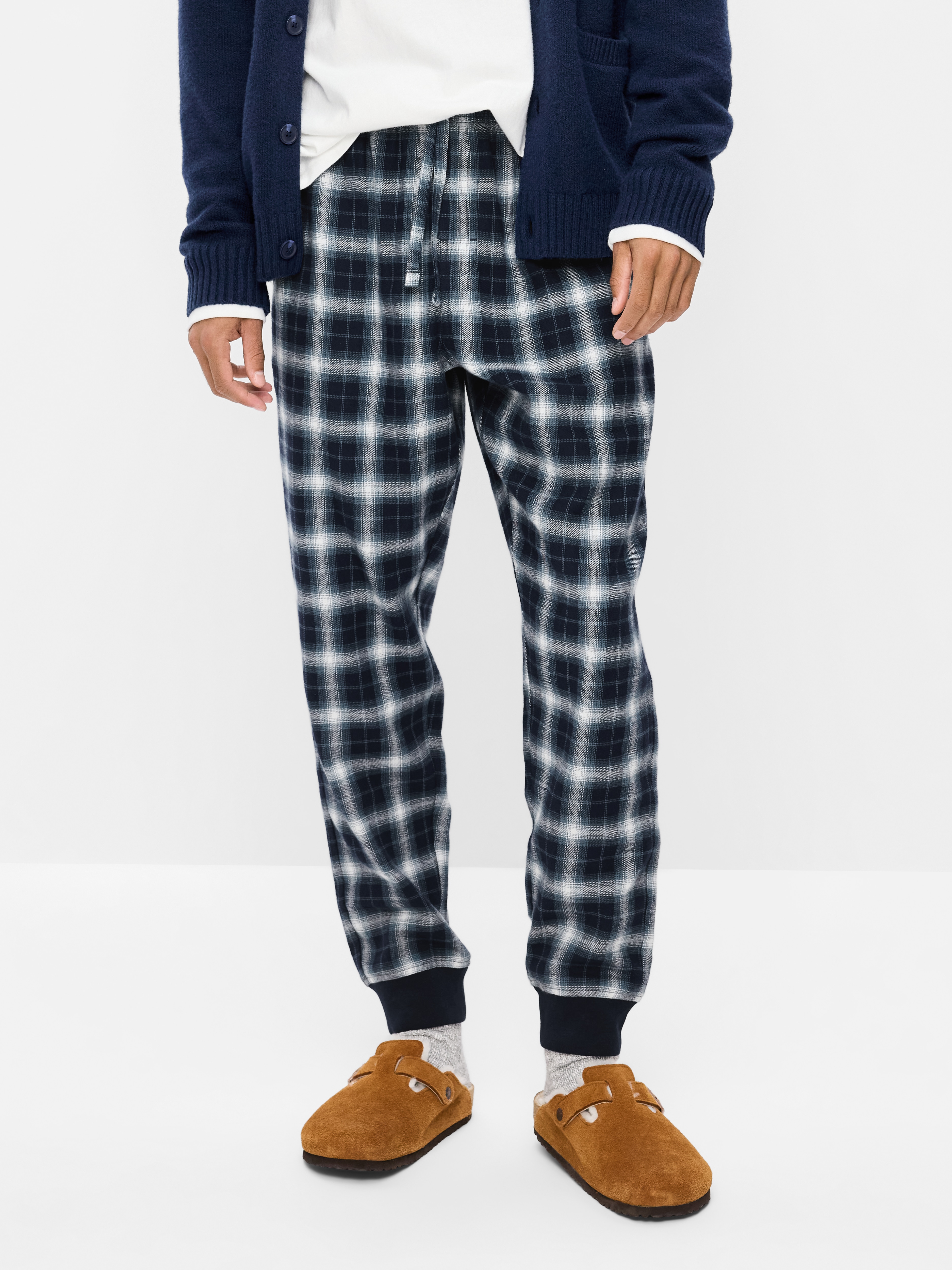 Flannel Pajama Joggers for Men - Blue - 1
