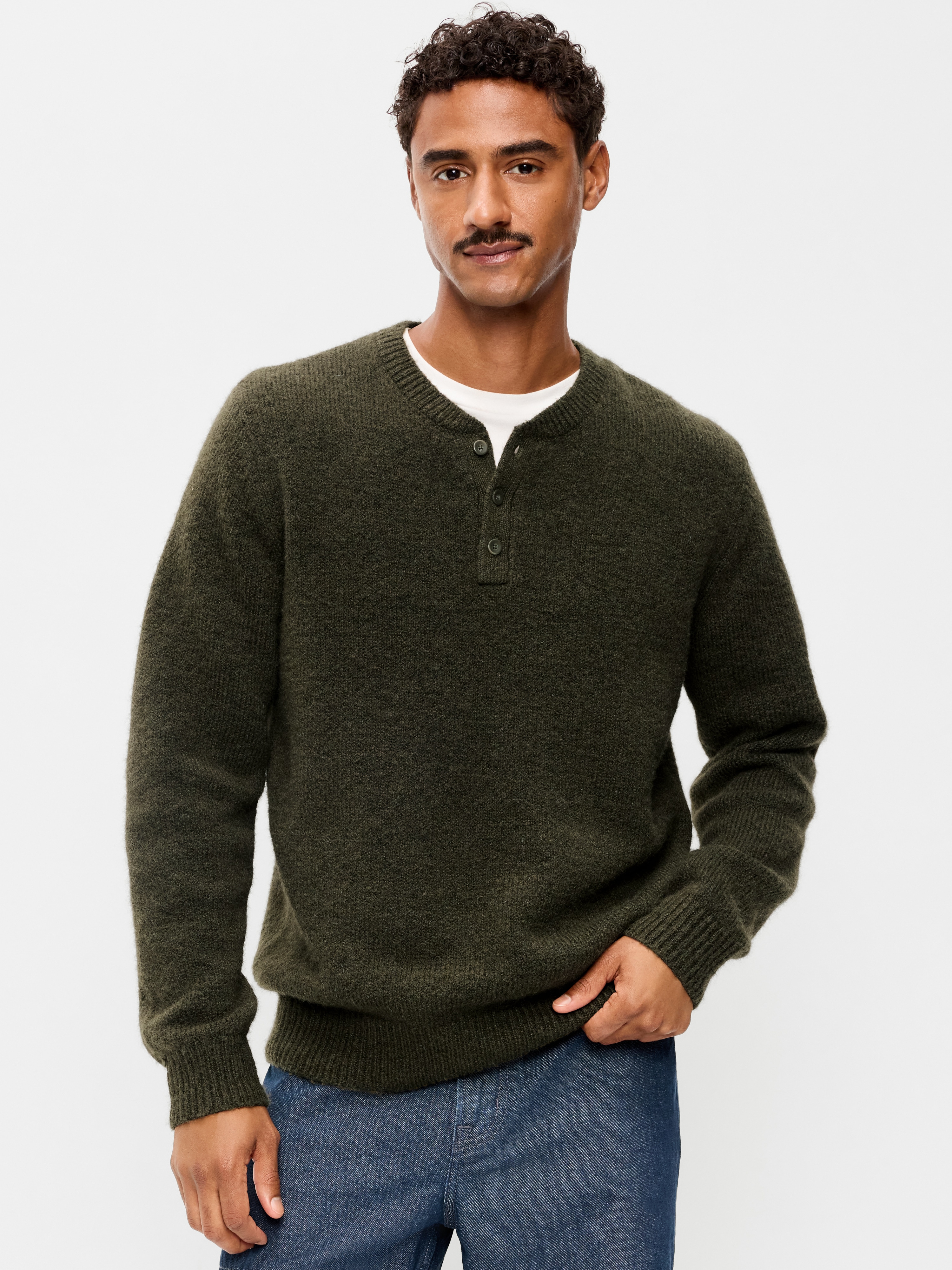 Wool-Blend Henley Sweater - Heritage Green - 1