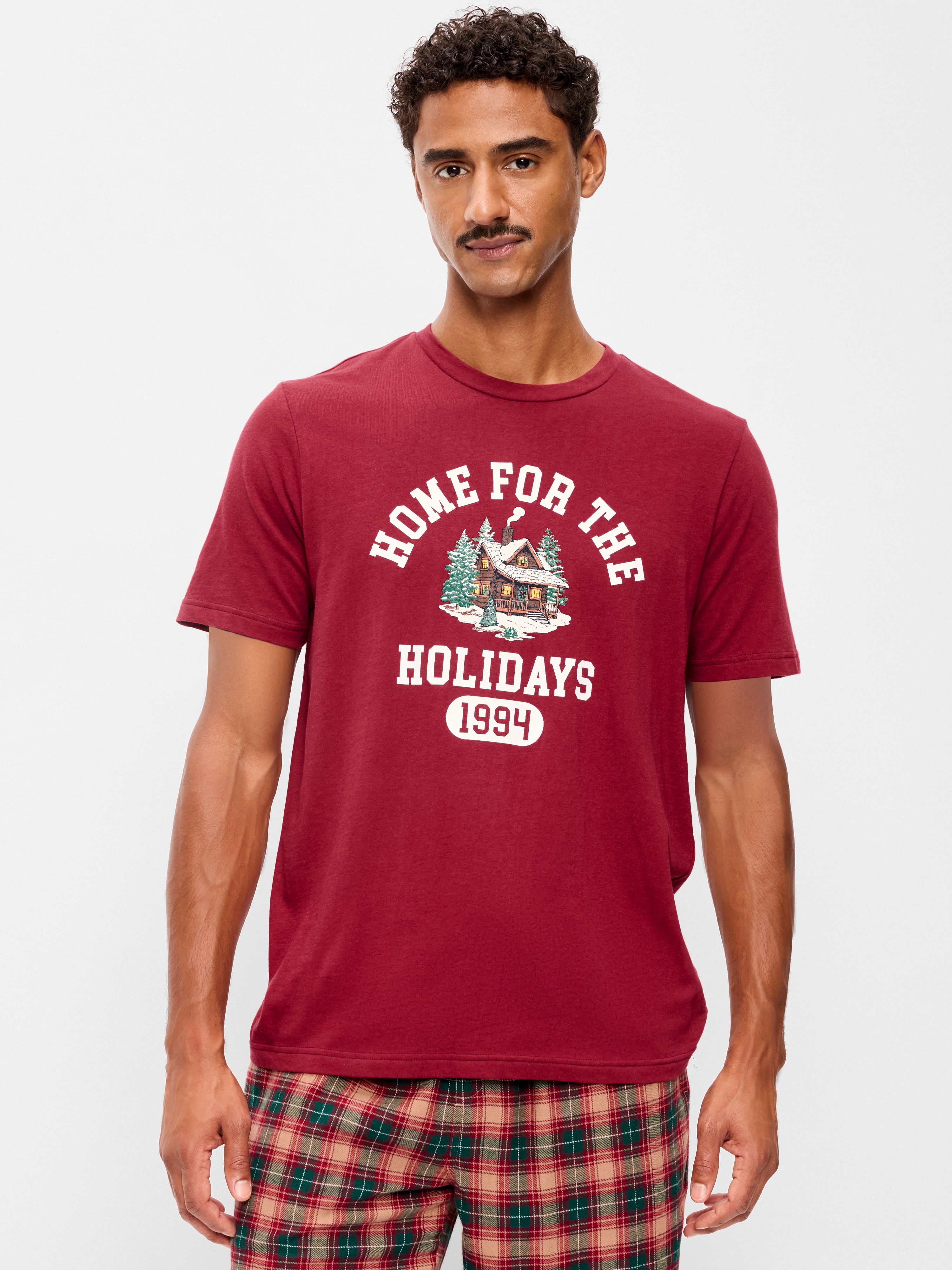 Crew-Neck Graphic T-Shirt - Red - 1