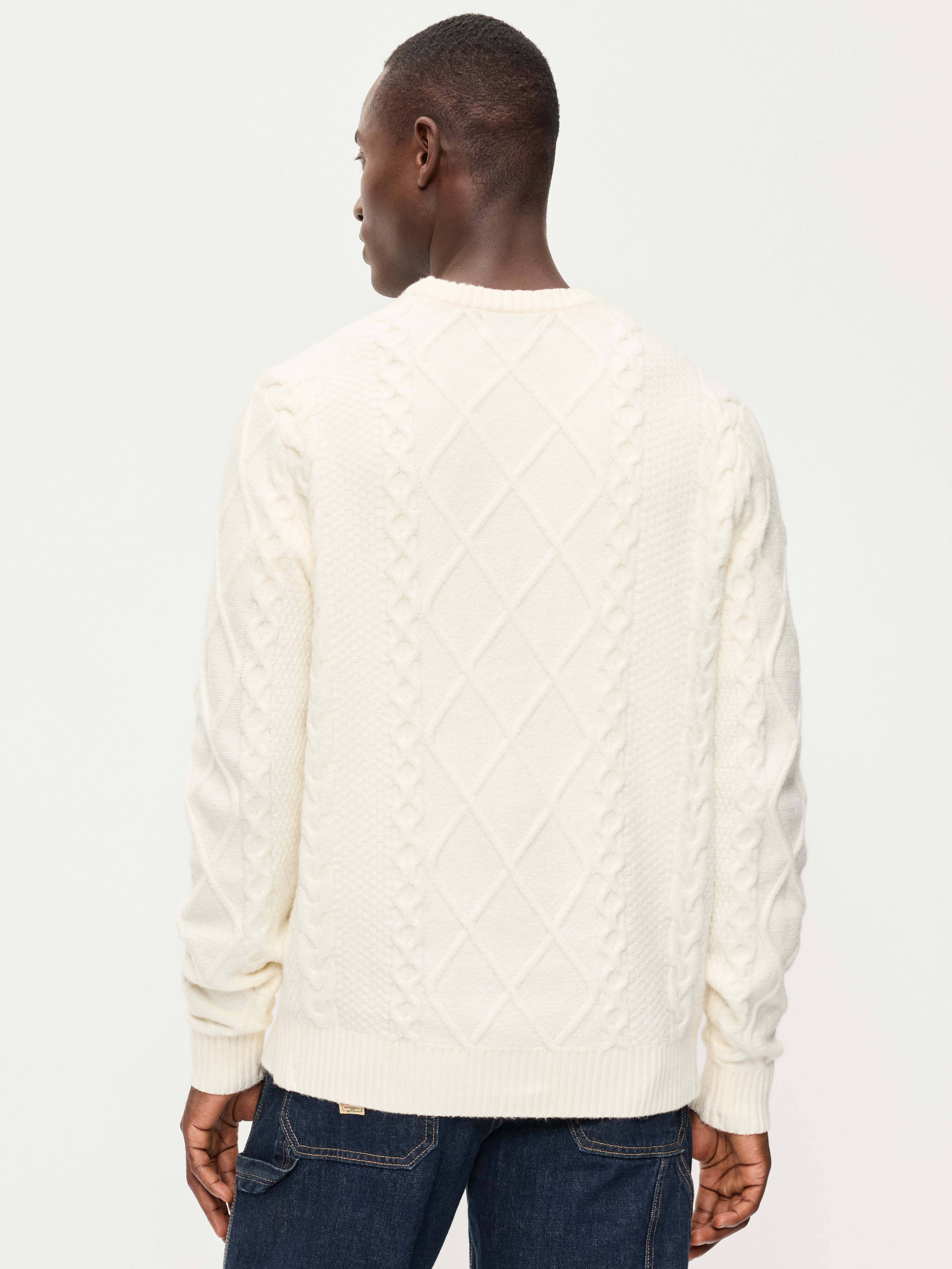 Cable-Knit Crew-Neck Sweater - Creme De La Creme - 2