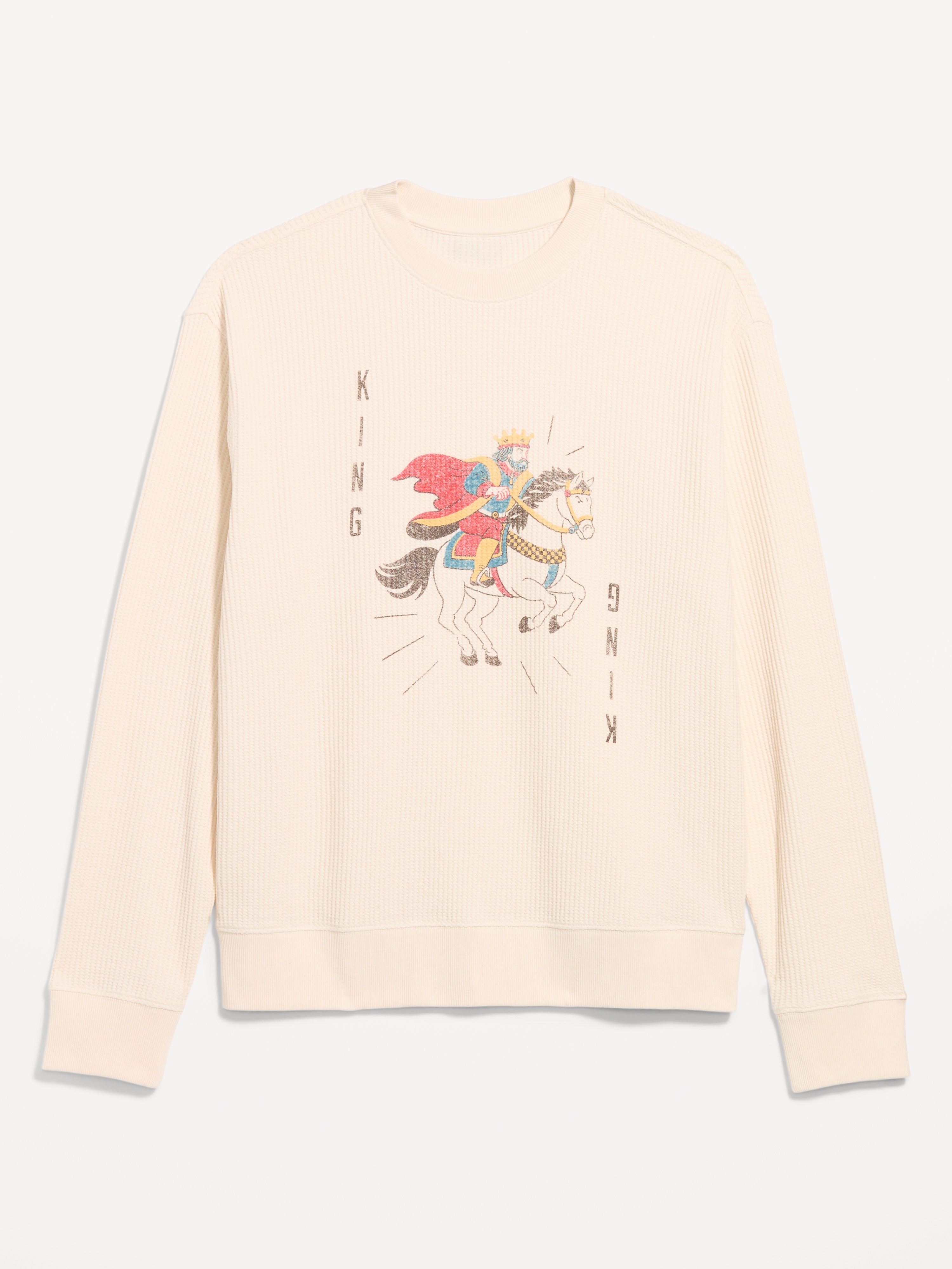 Crew-Neck Waffle Graphic T-Shirt - Howlite - 4