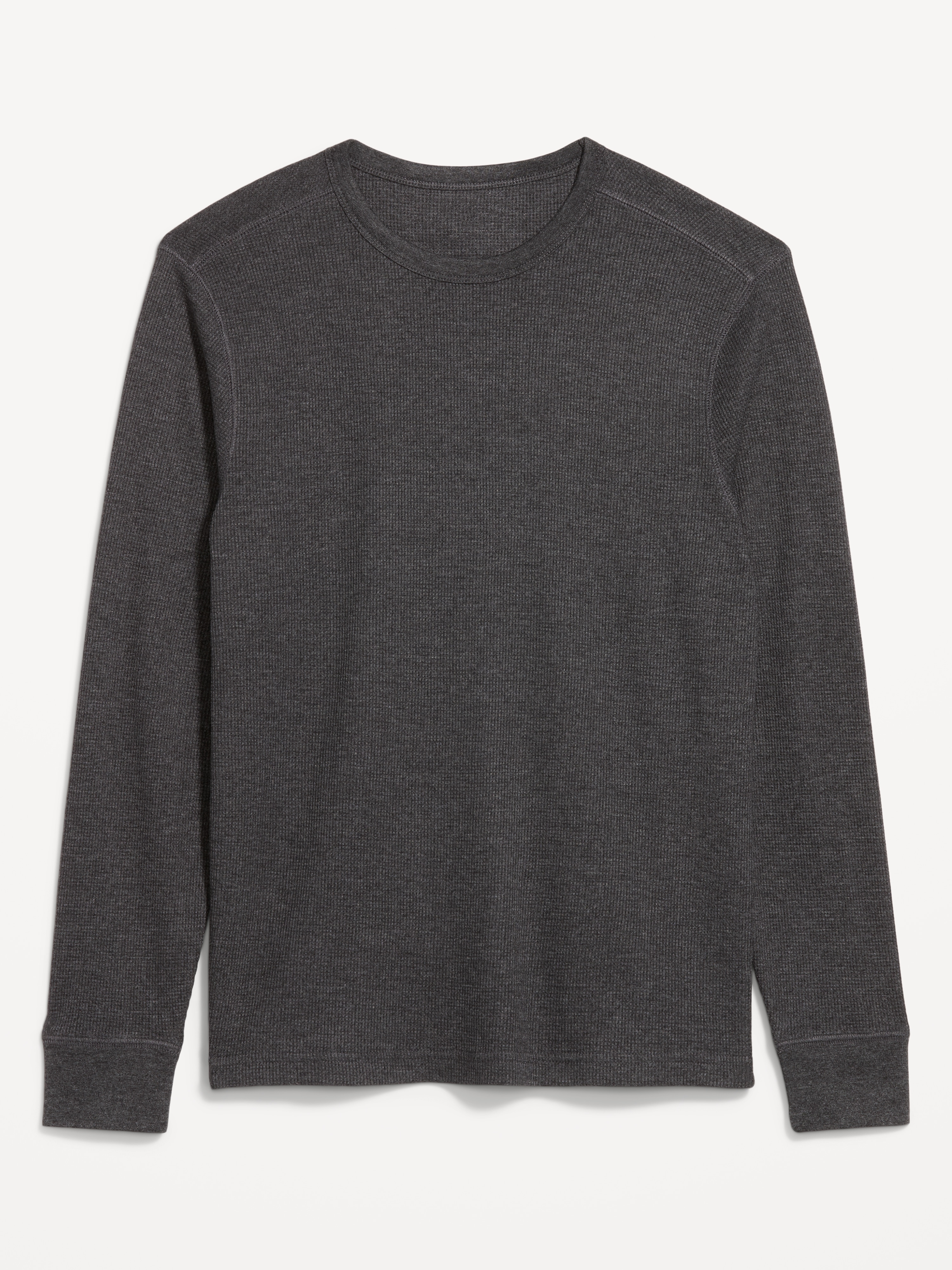 Crew-Neck Waffle T-Shirt - Charcoal - 1