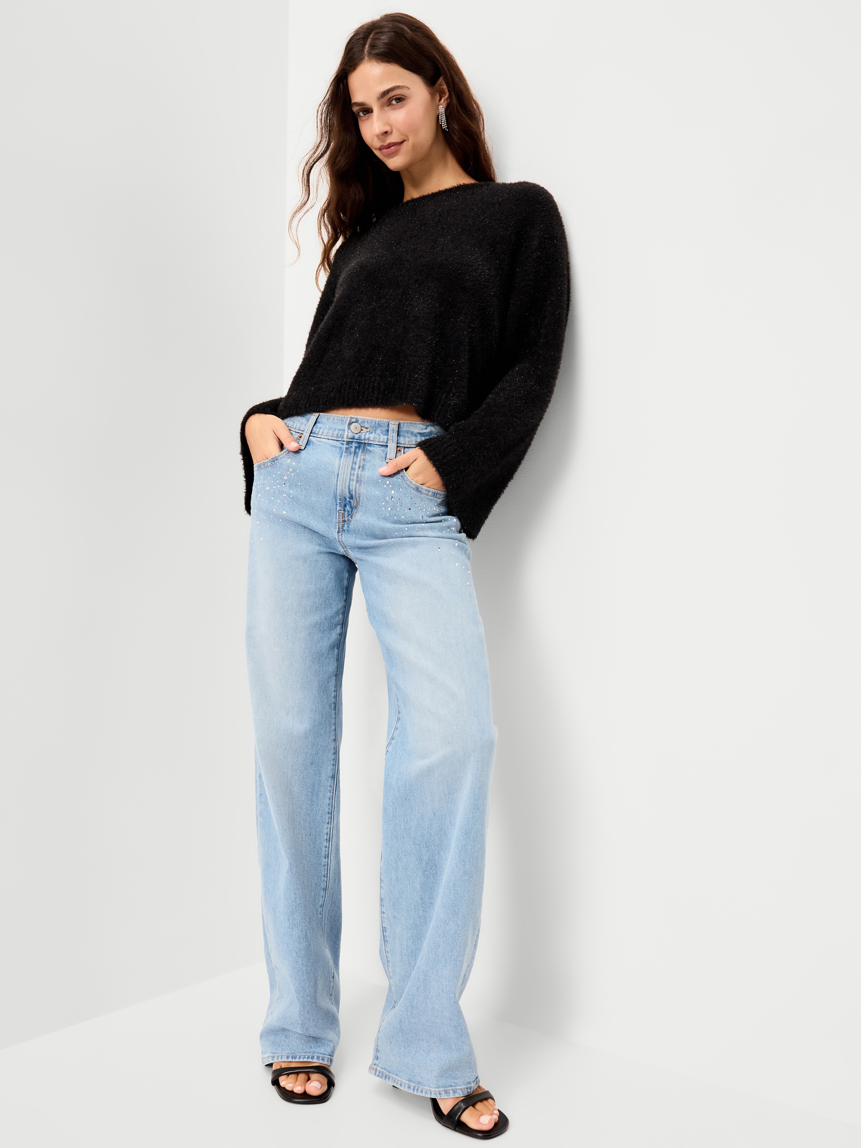 Oversized Shine Crew-Neck Sweater - Black Jack - 3