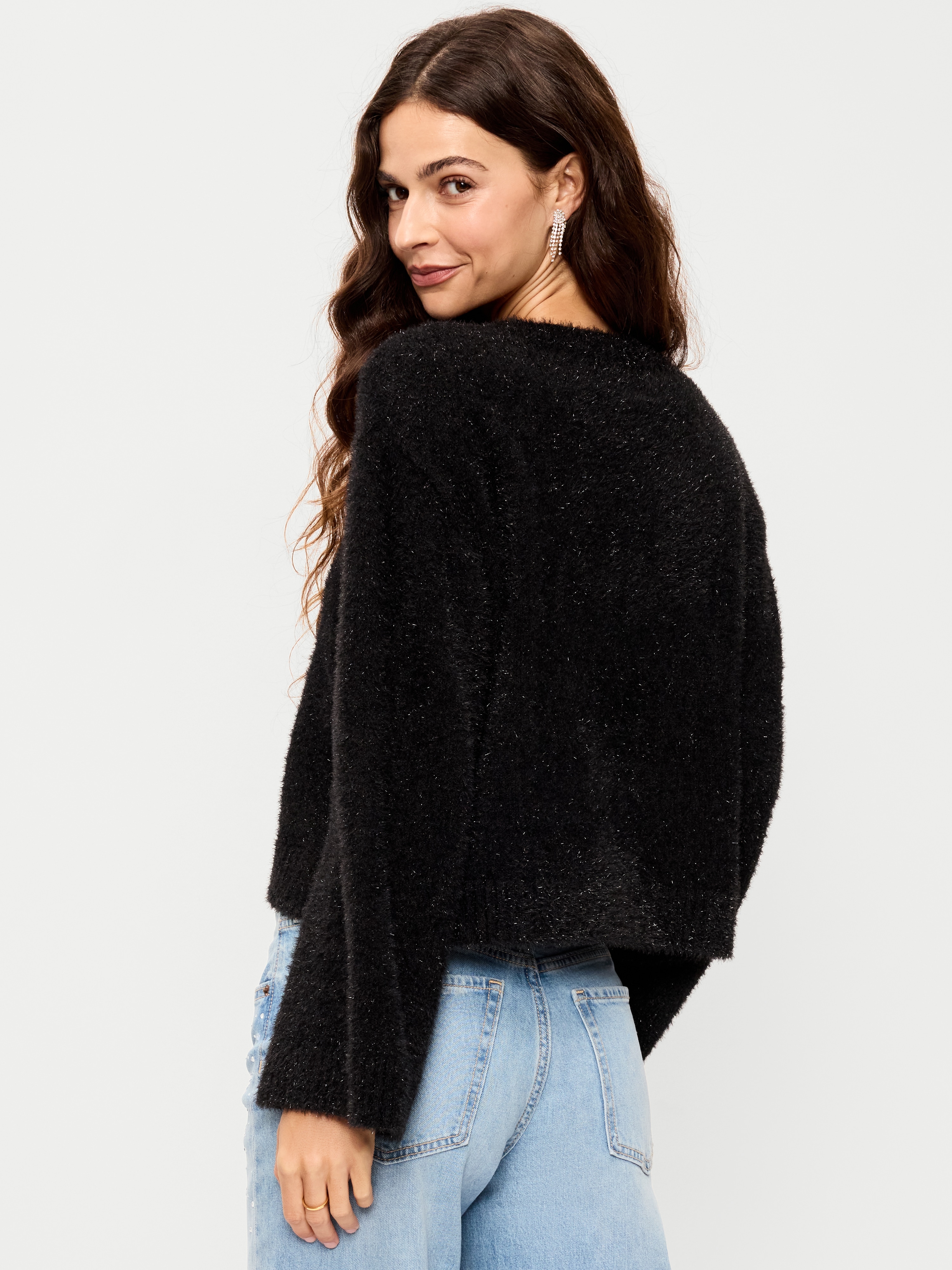 Oversized Shine Crew-Neck Sweater - Black Jack - 2