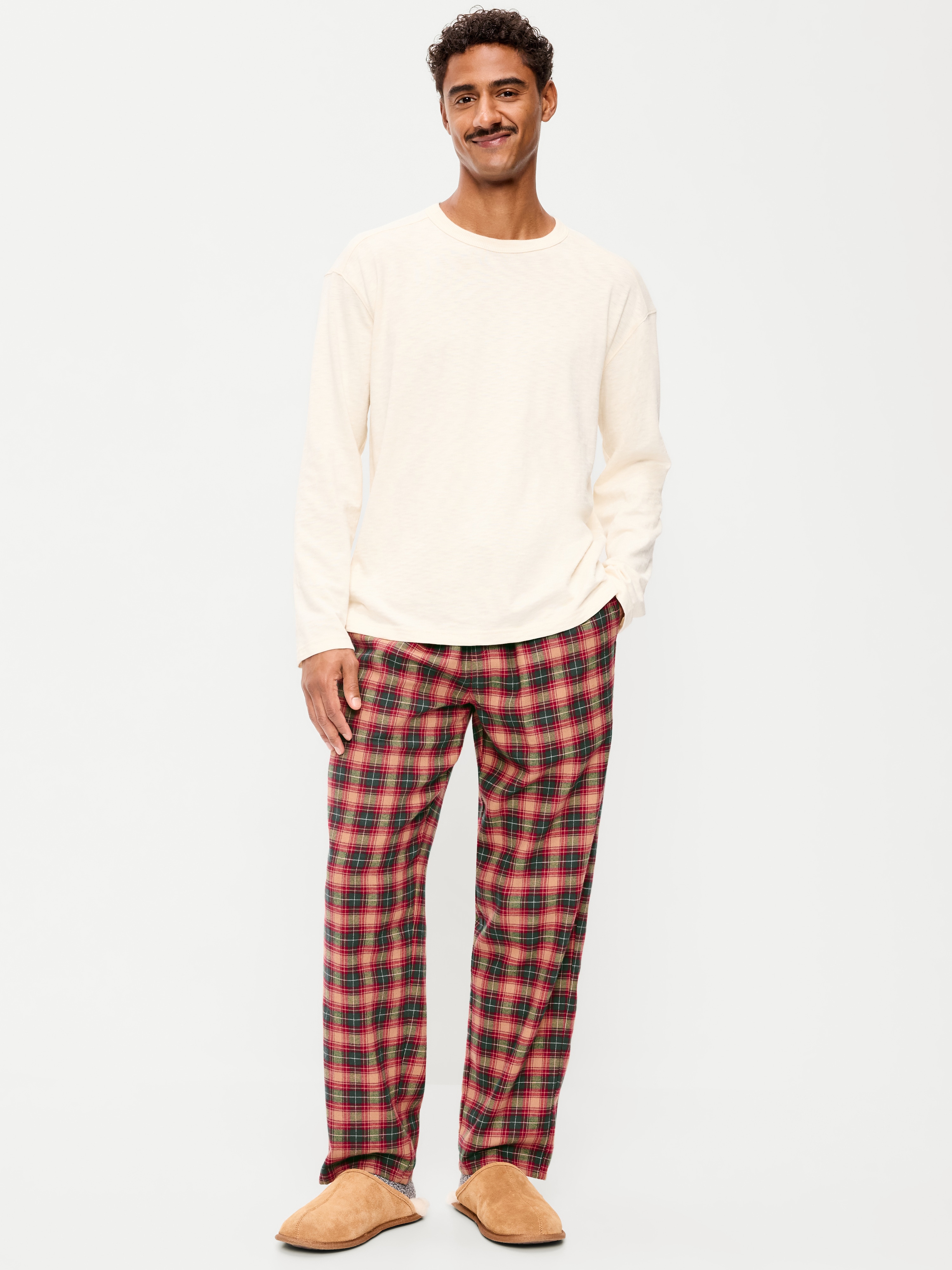 Flannel Pajama Pants - Brown Green Plaid - 2