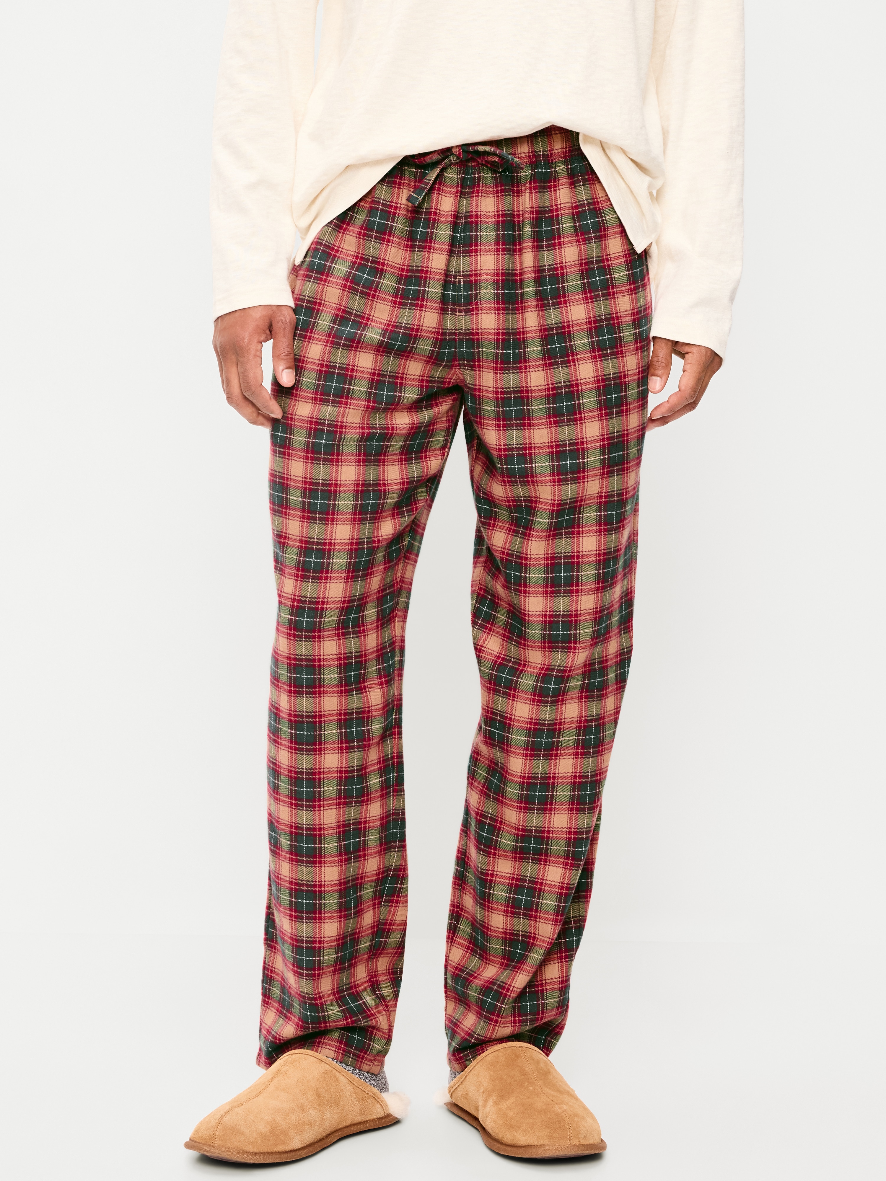 Flannel Pajama Pants - Brown Green Plaid - 1