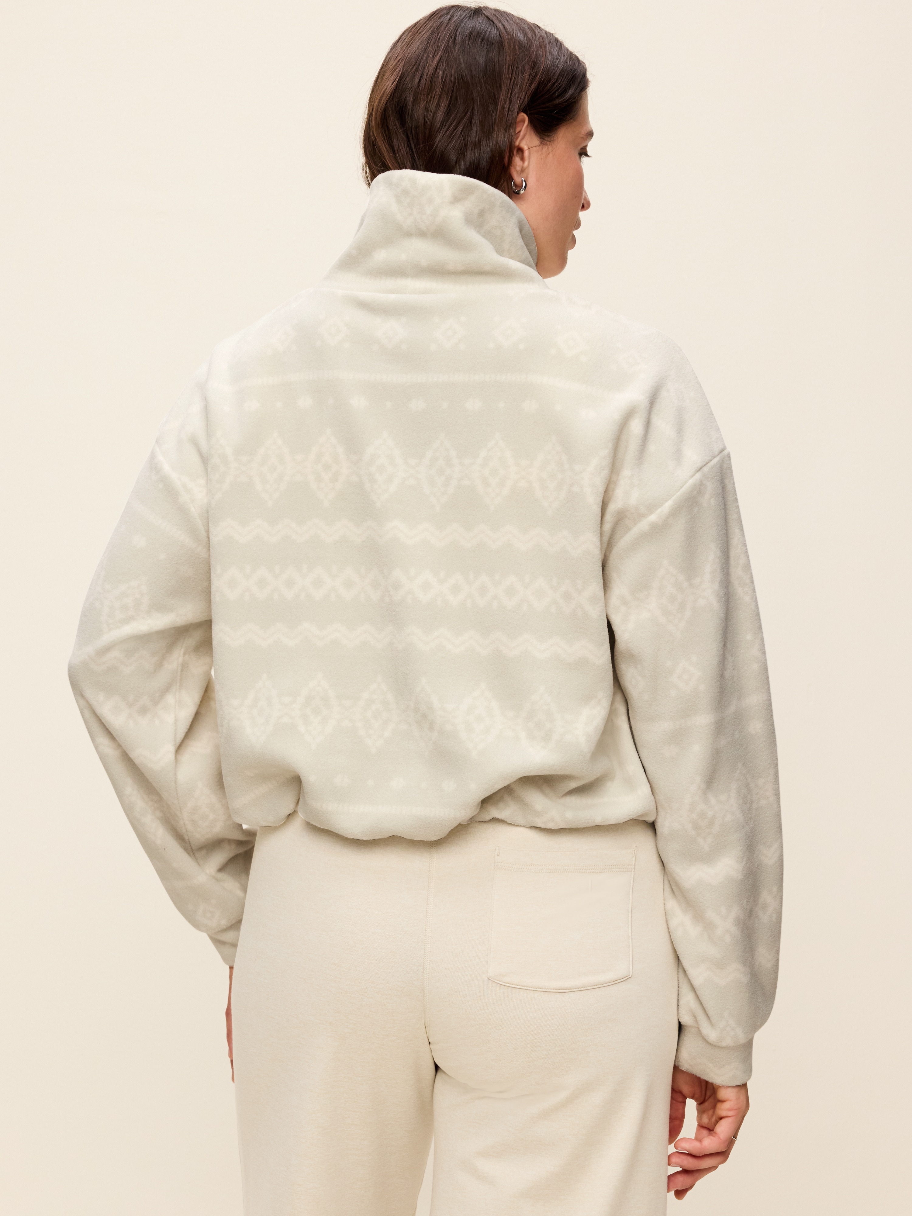 Performance Fleece Funnel Neck Pullover - Brown Fair Isle - 7