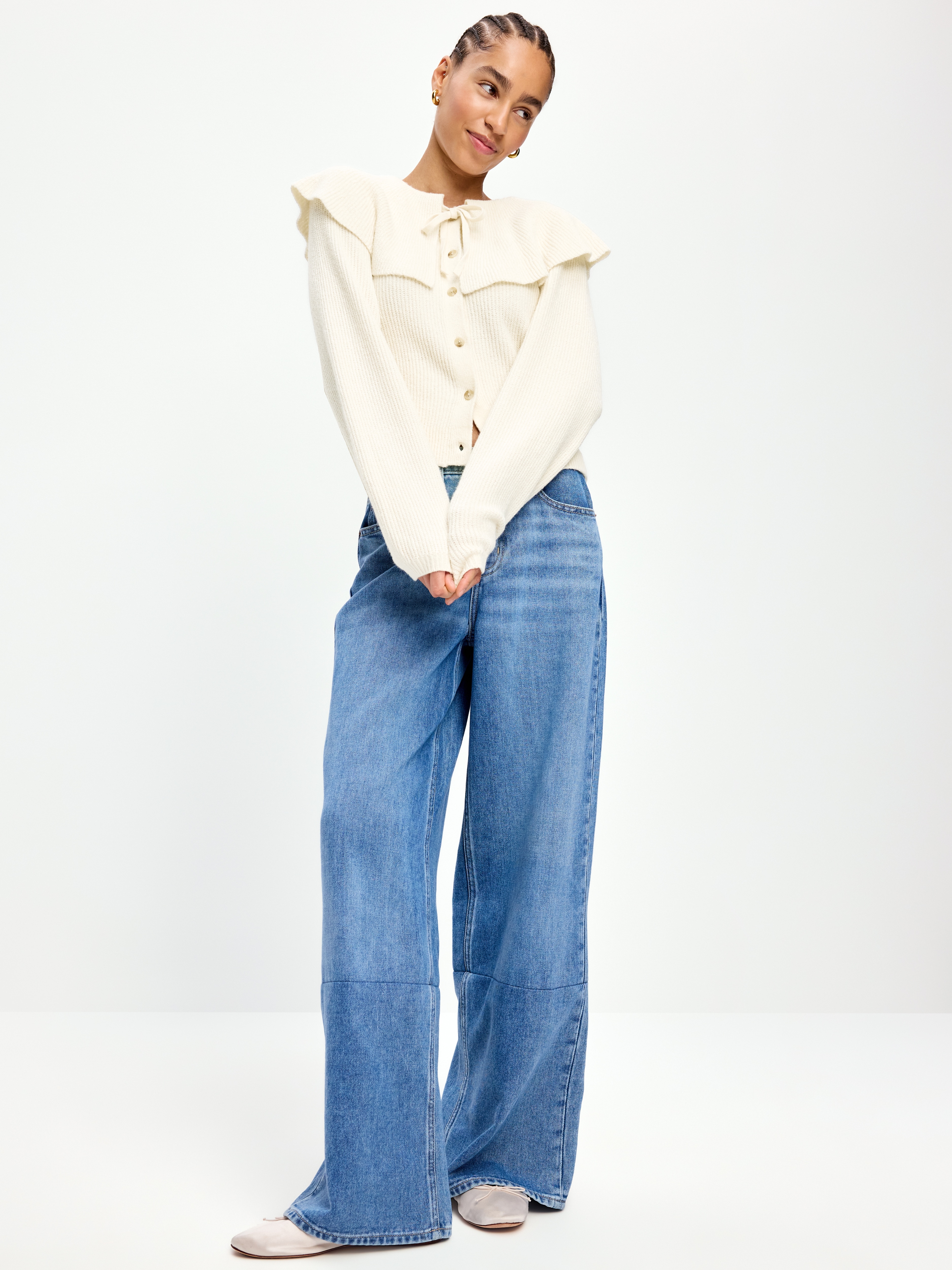SoSoft Cape-Collar Cardigan Sweater - Wishbone - 3
