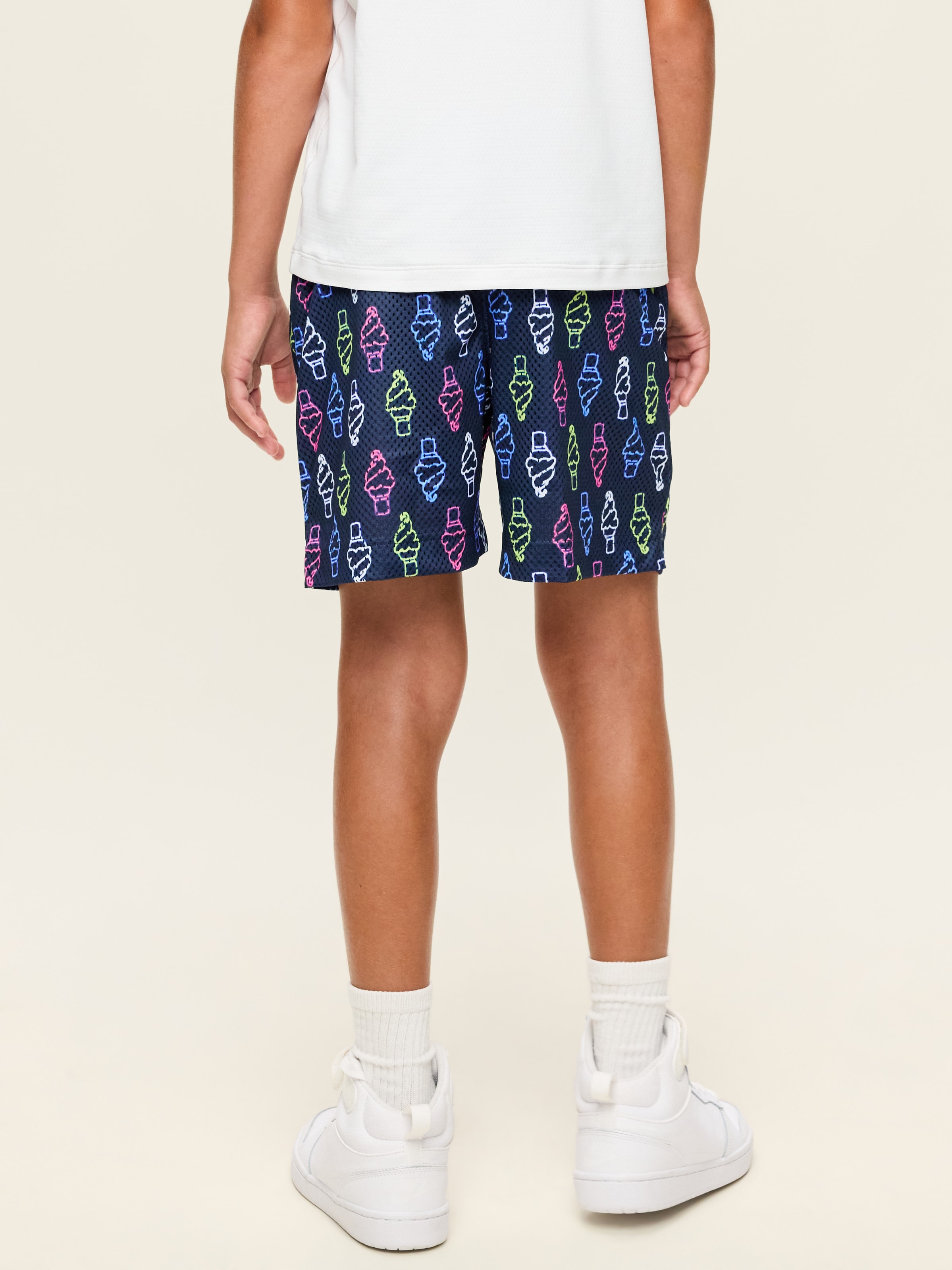 Printed Knee Length Mesh Shorts for Boys - Ice Cream - 2