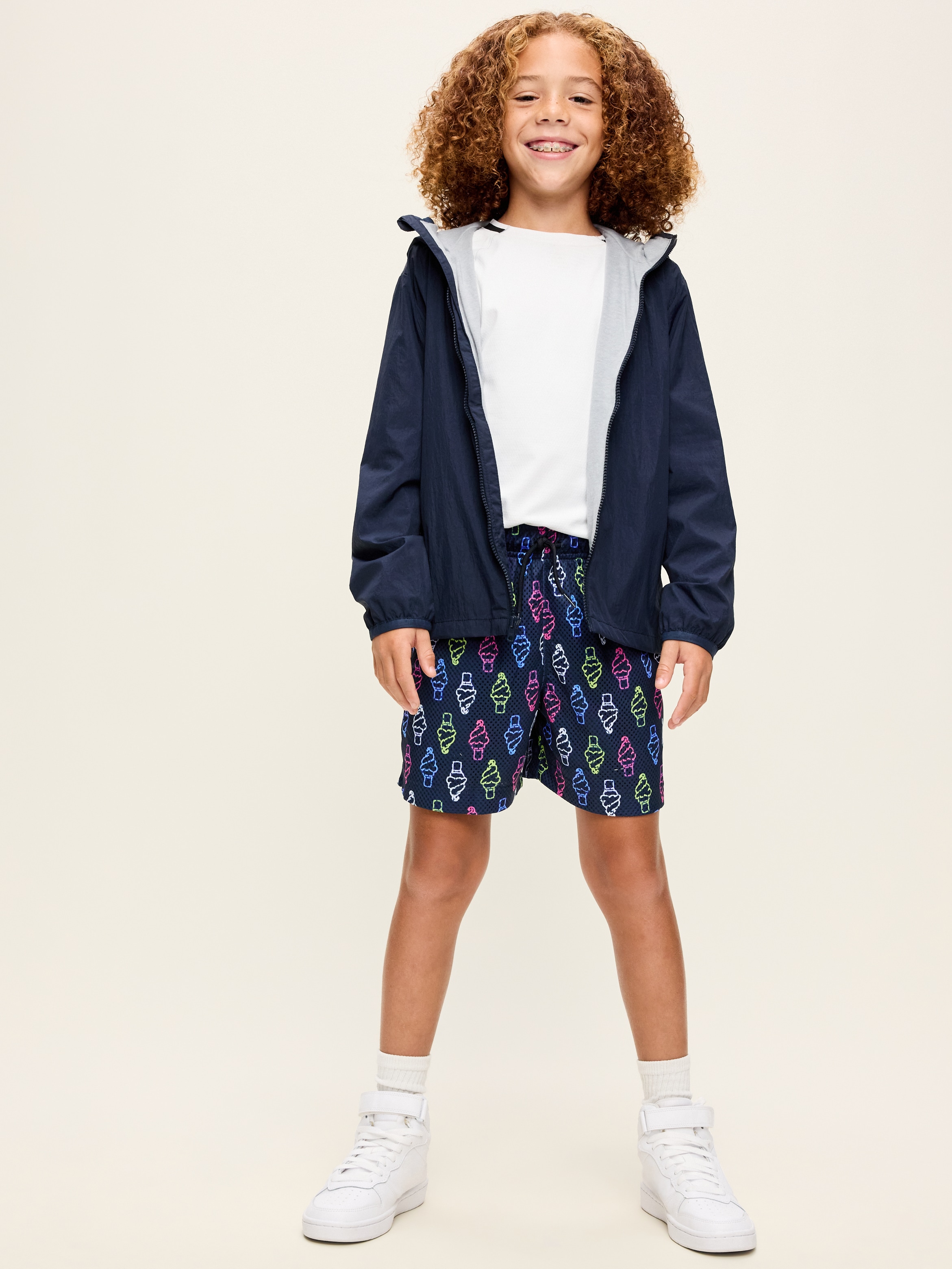 Printed Knee Length Mesh Shorts for Boys - Ice Cream - 3