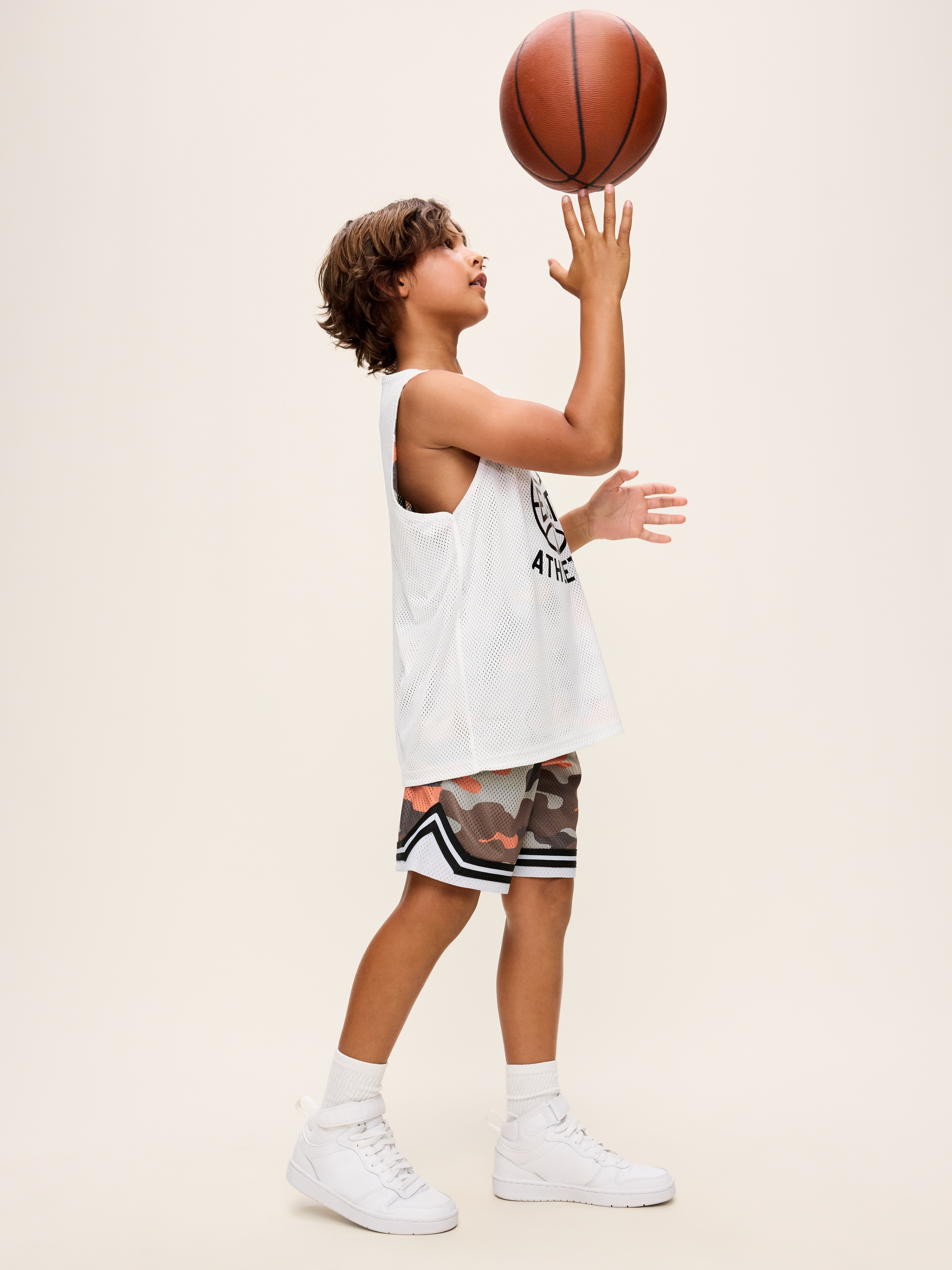Mesh Basketball Shorts for Boys (At Knee) - Khaki Camouflage - 3