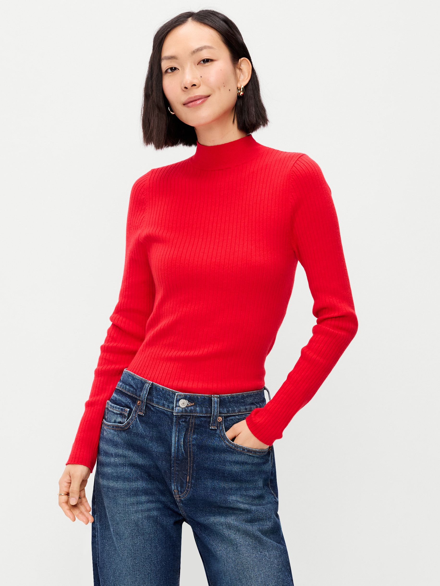 SoSoft Lite Ribbed Mock-Neck Sweater - Scotty Red - 3