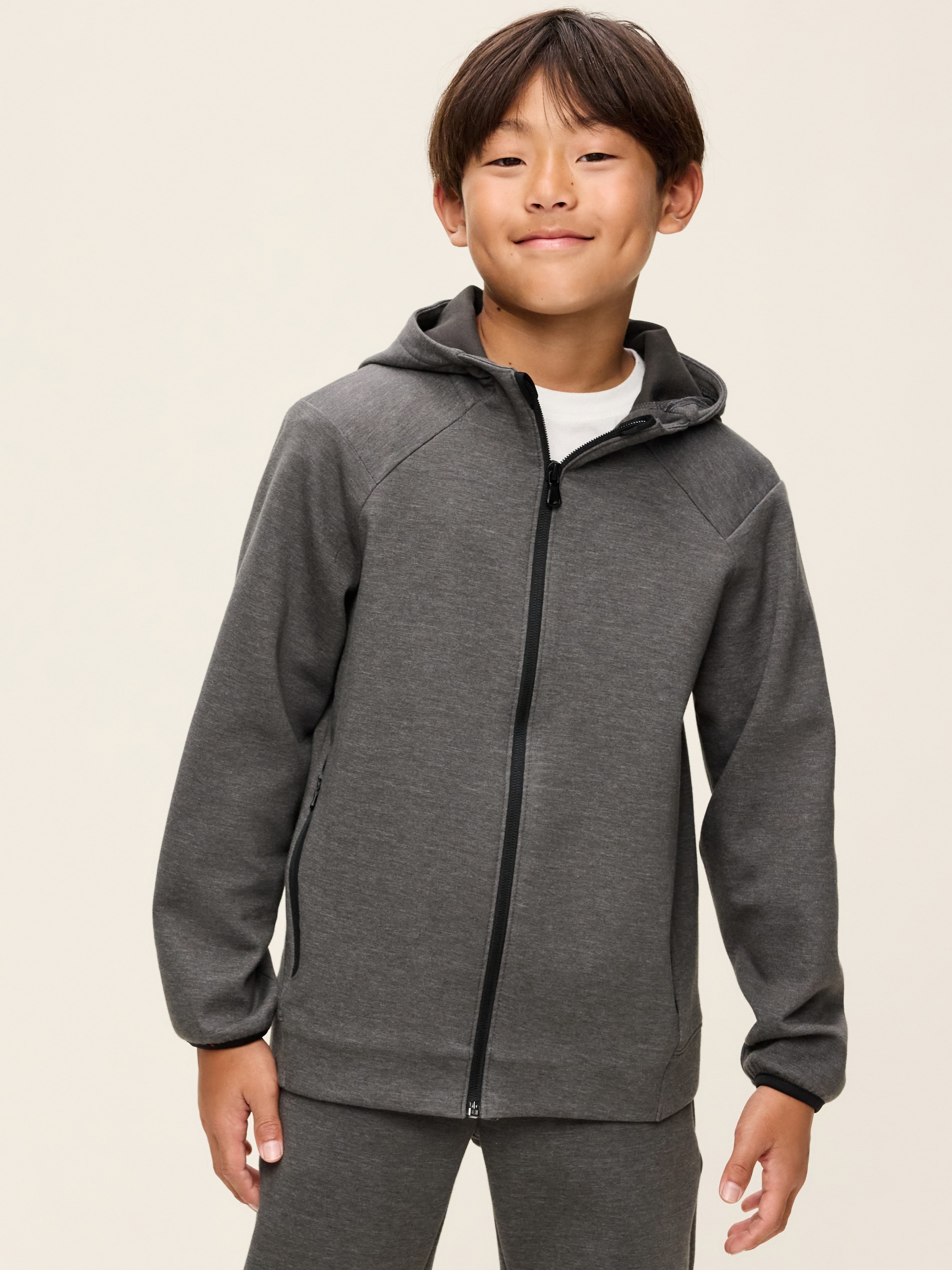 Dynamic Fleece Zip Hoodie for Boys - Charcoal - 1