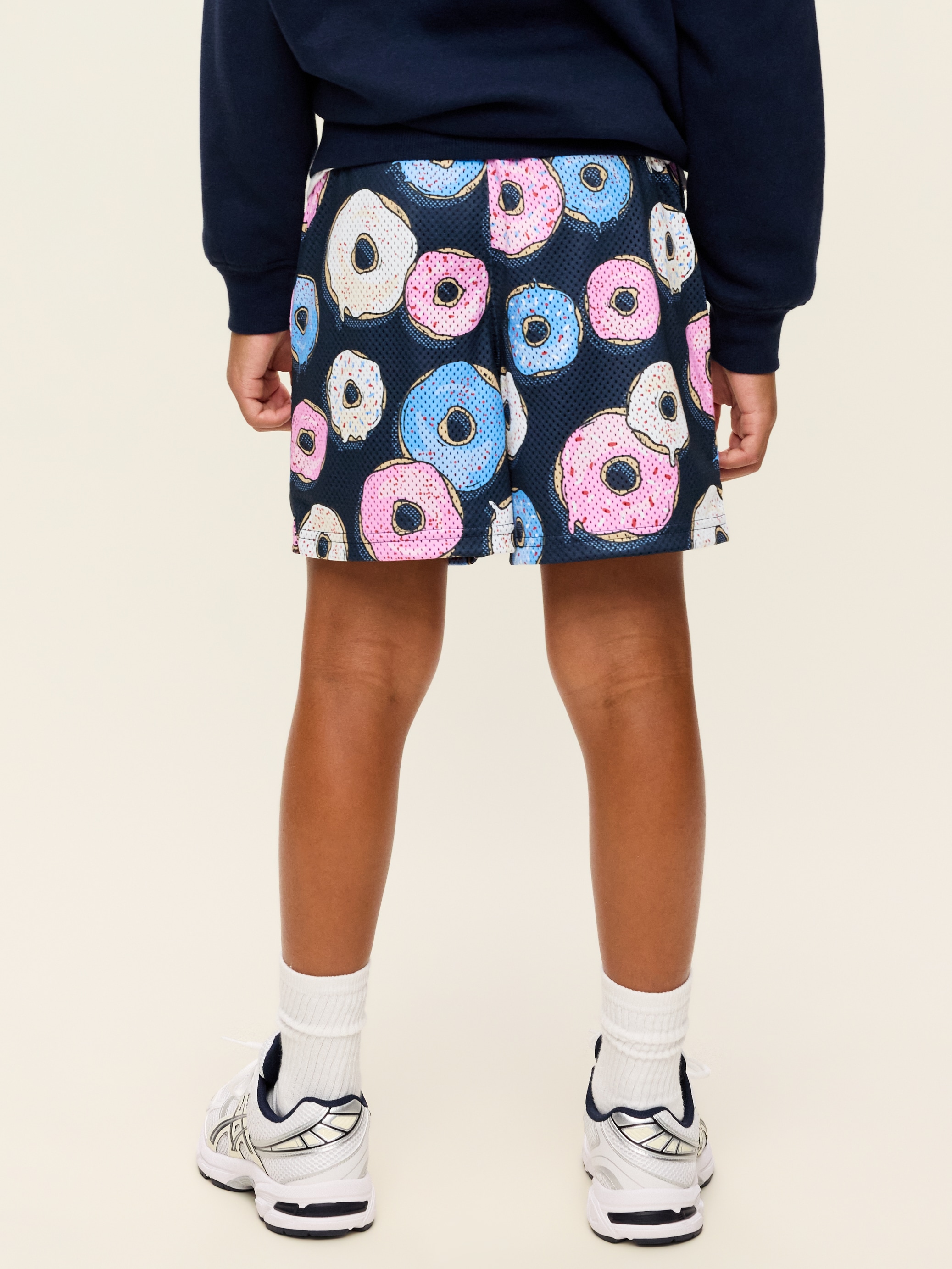 Printed Knee Length Mesh Shorts for Boys - Donuts - 2