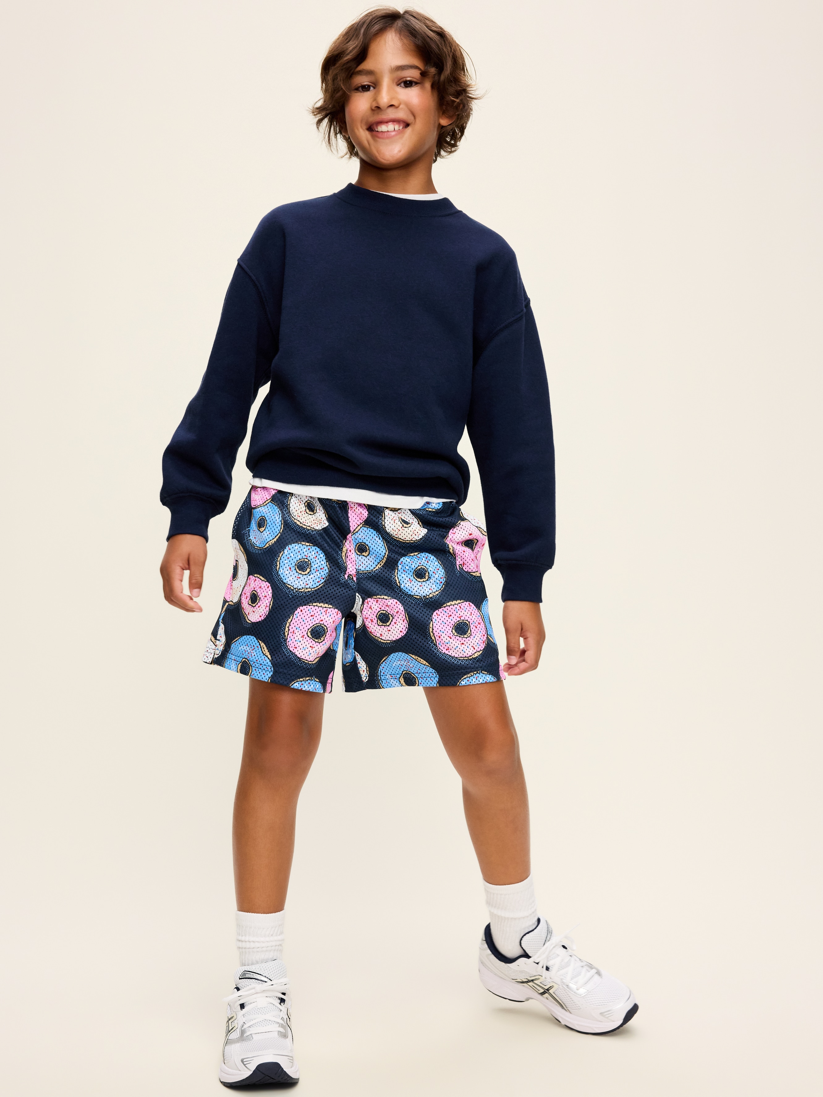 Printed Knee Length Mesh Shorts for Boys - Donuts - 3