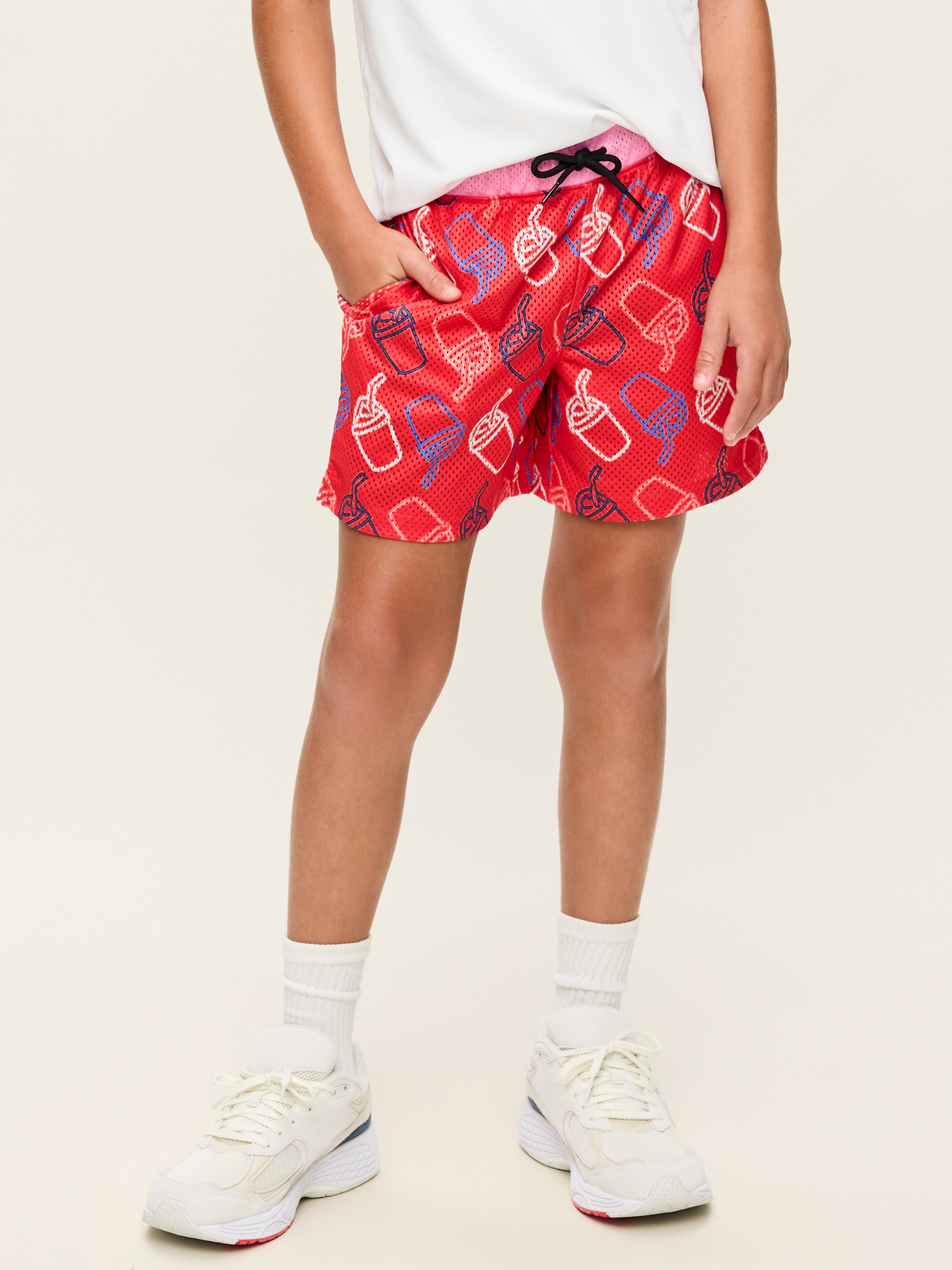 Printed Knee Length Mesh Shorts for Boys - Frozen Mist - 1