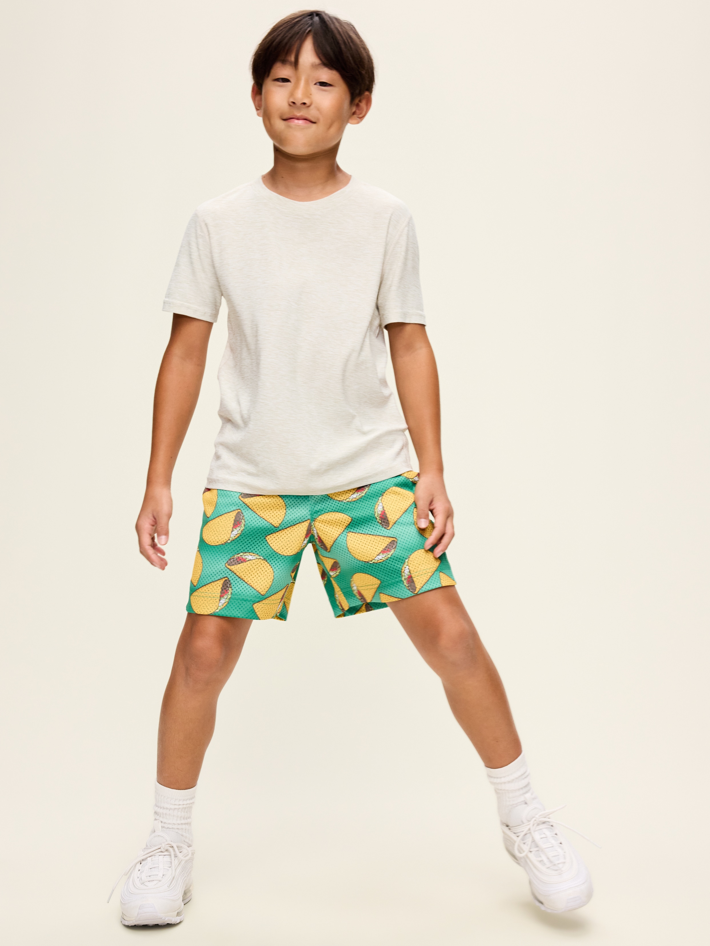Printed Knee Length Mesh Shorts for Boys - Taco - 3