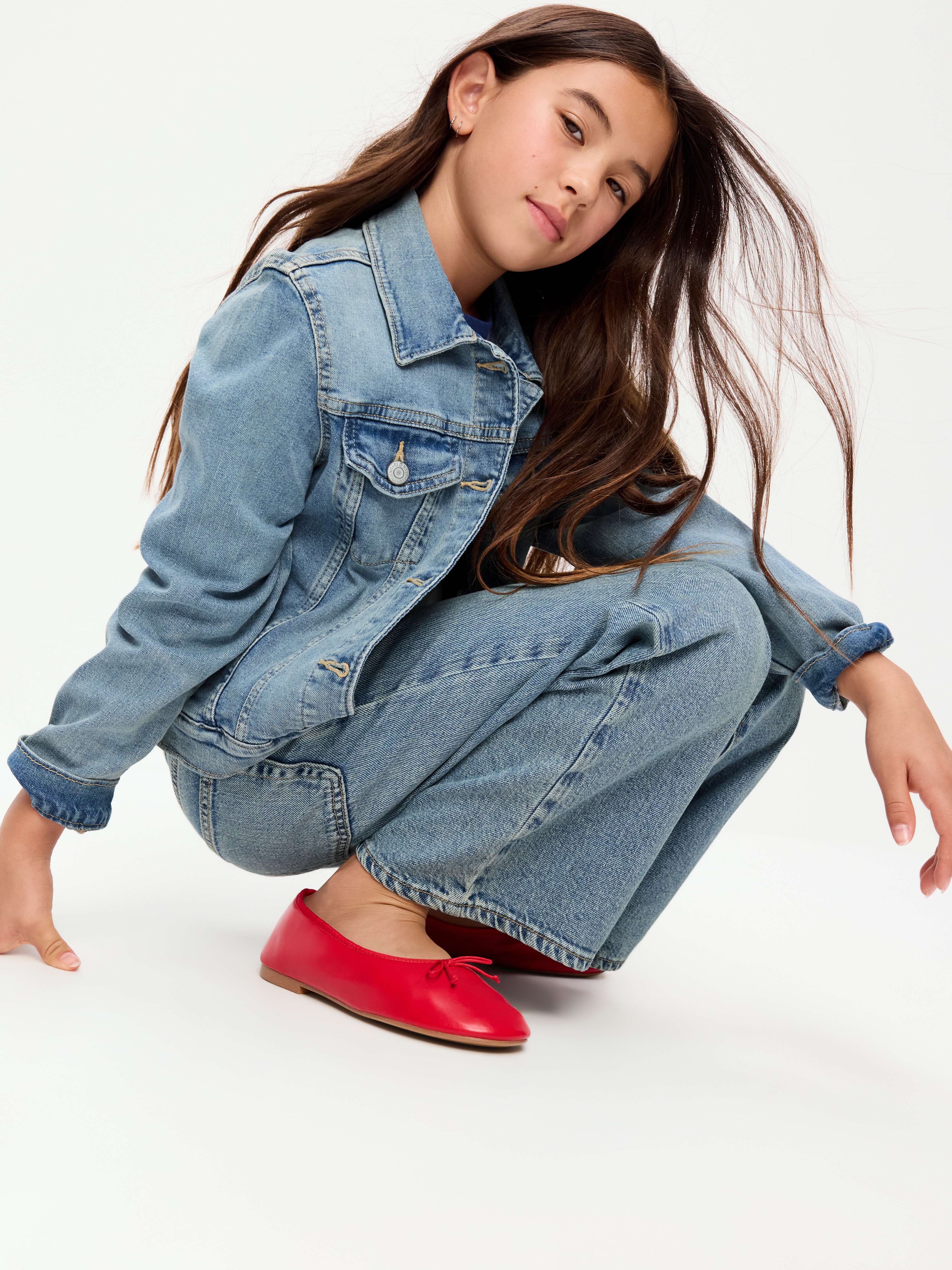 Low-Rise Baggy Wide-Leg Jeans for Girls - Light Wash - 4