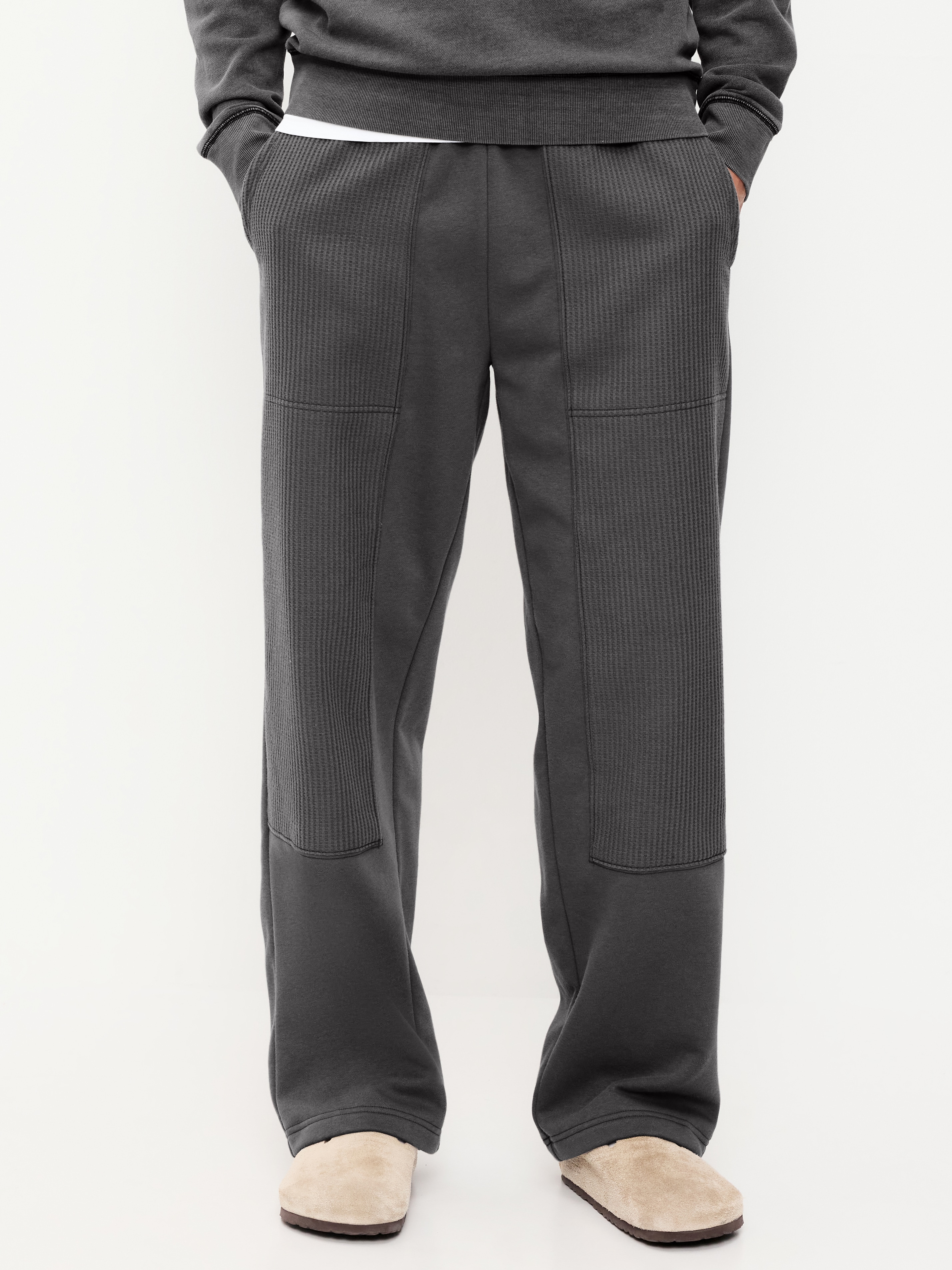 Baggy Waffle-Knit Utility Sweatpants - Stainless Steel - 2