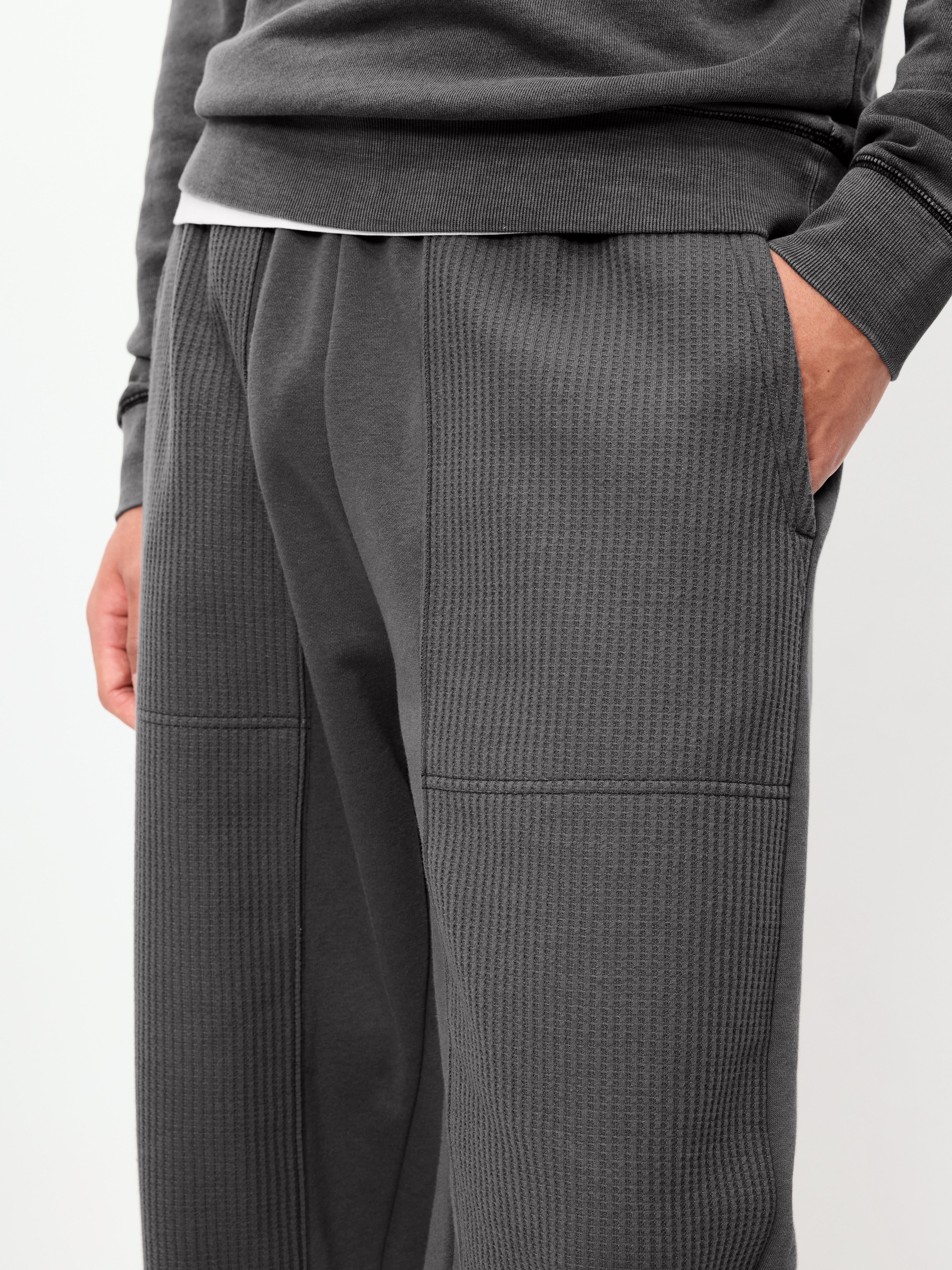 Baggy Waffle-Knit Utility Sweatpants - Stainless Steel - 4