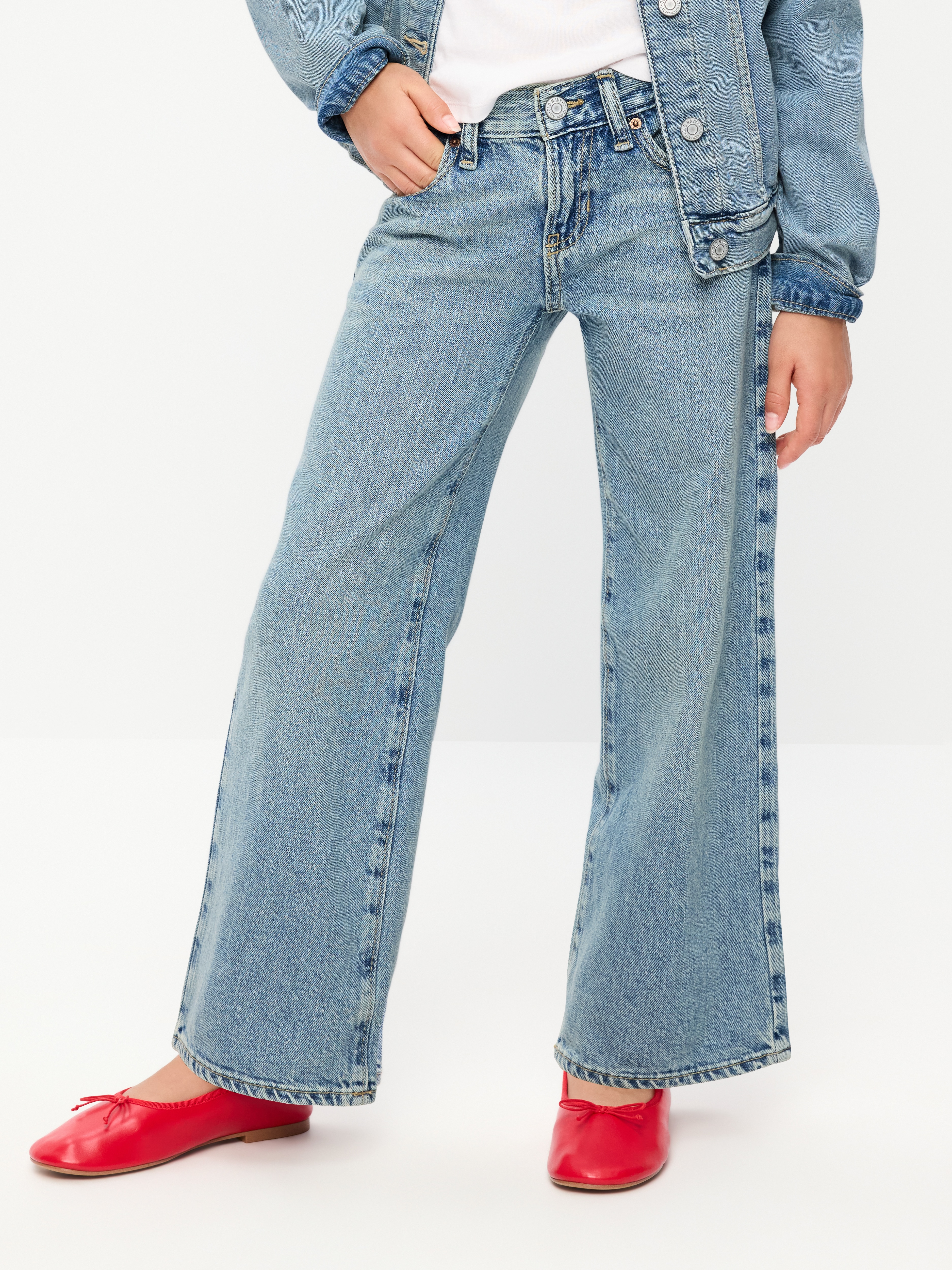 Low-Rise Baggy Wide-Leg Jeans for Girls - Light Wash - 1