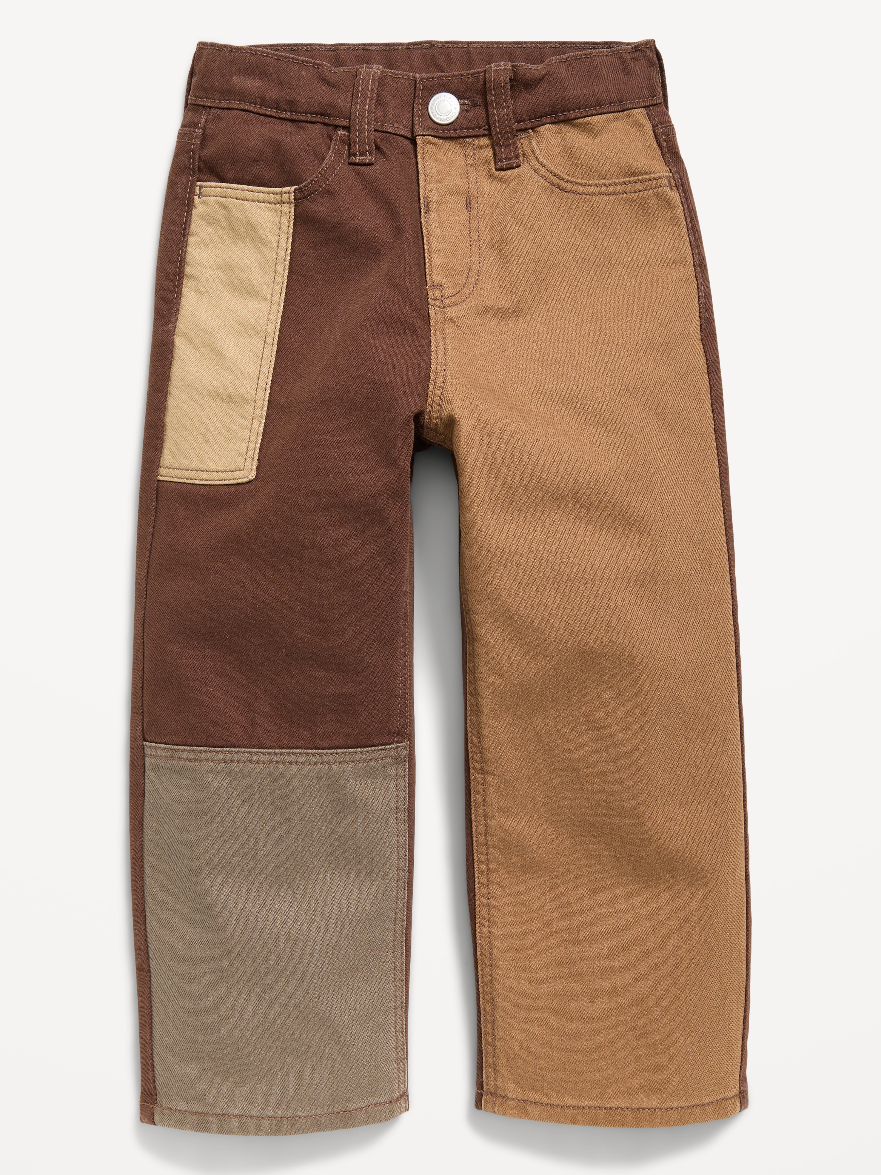 Super Baggy Patched Jeans for Toddler Boys - Brown - 3