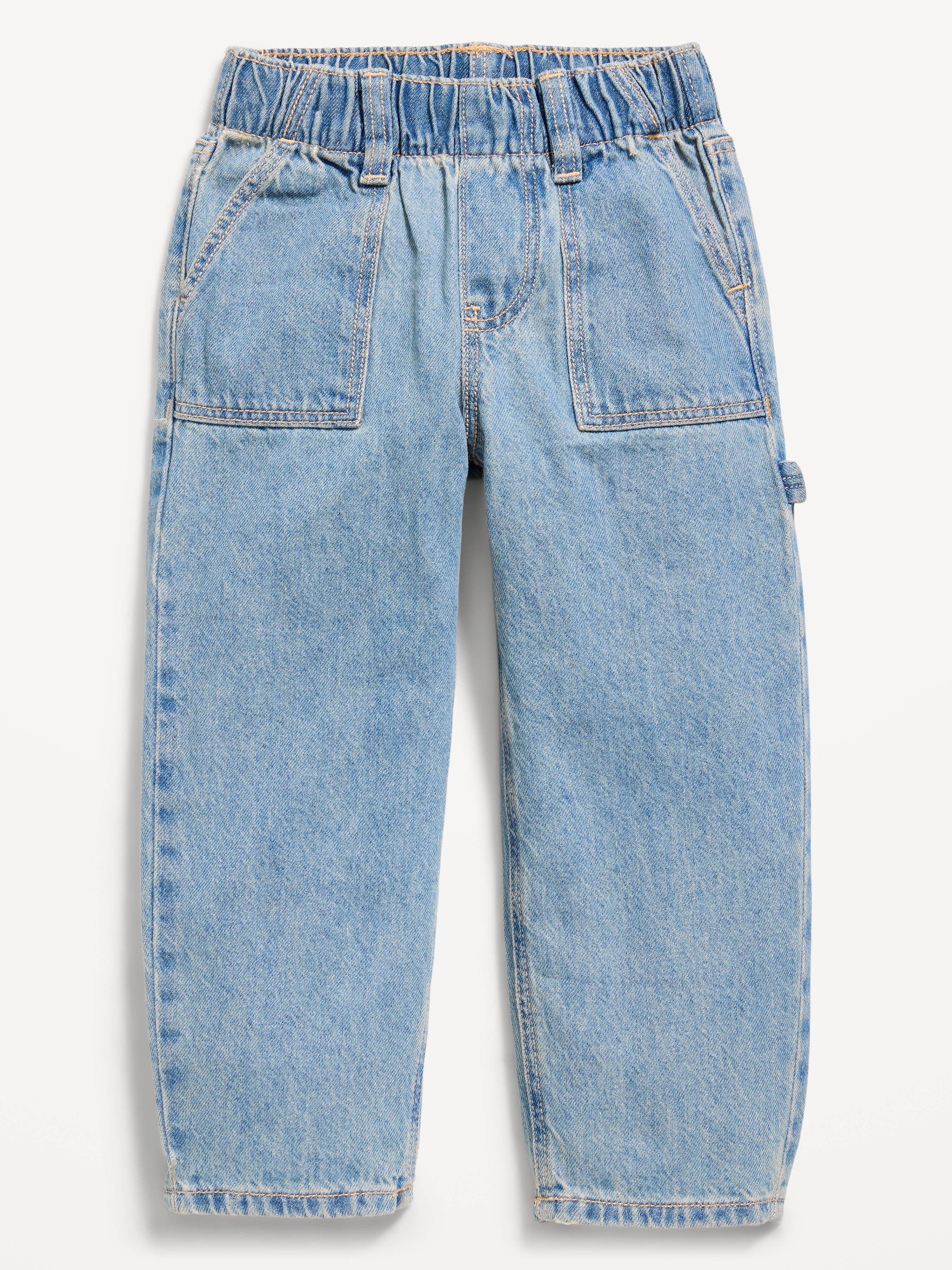 Super Baggy Barrel-Leg Cargo Jeans for Toddler Boys - Blue Washed - 3