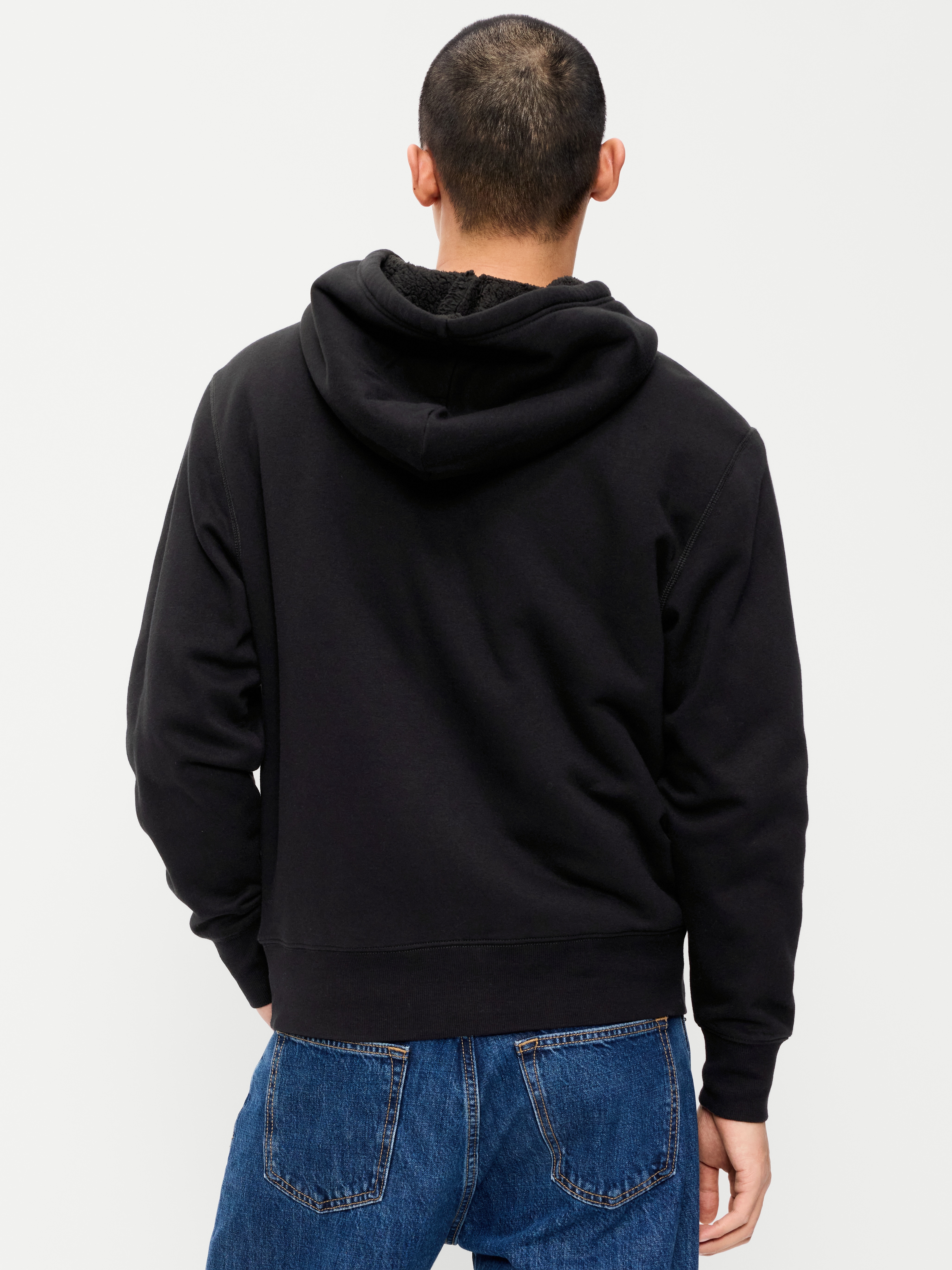 Sherpa-Lined Full-Zip Hoodie - Black Jack - 2