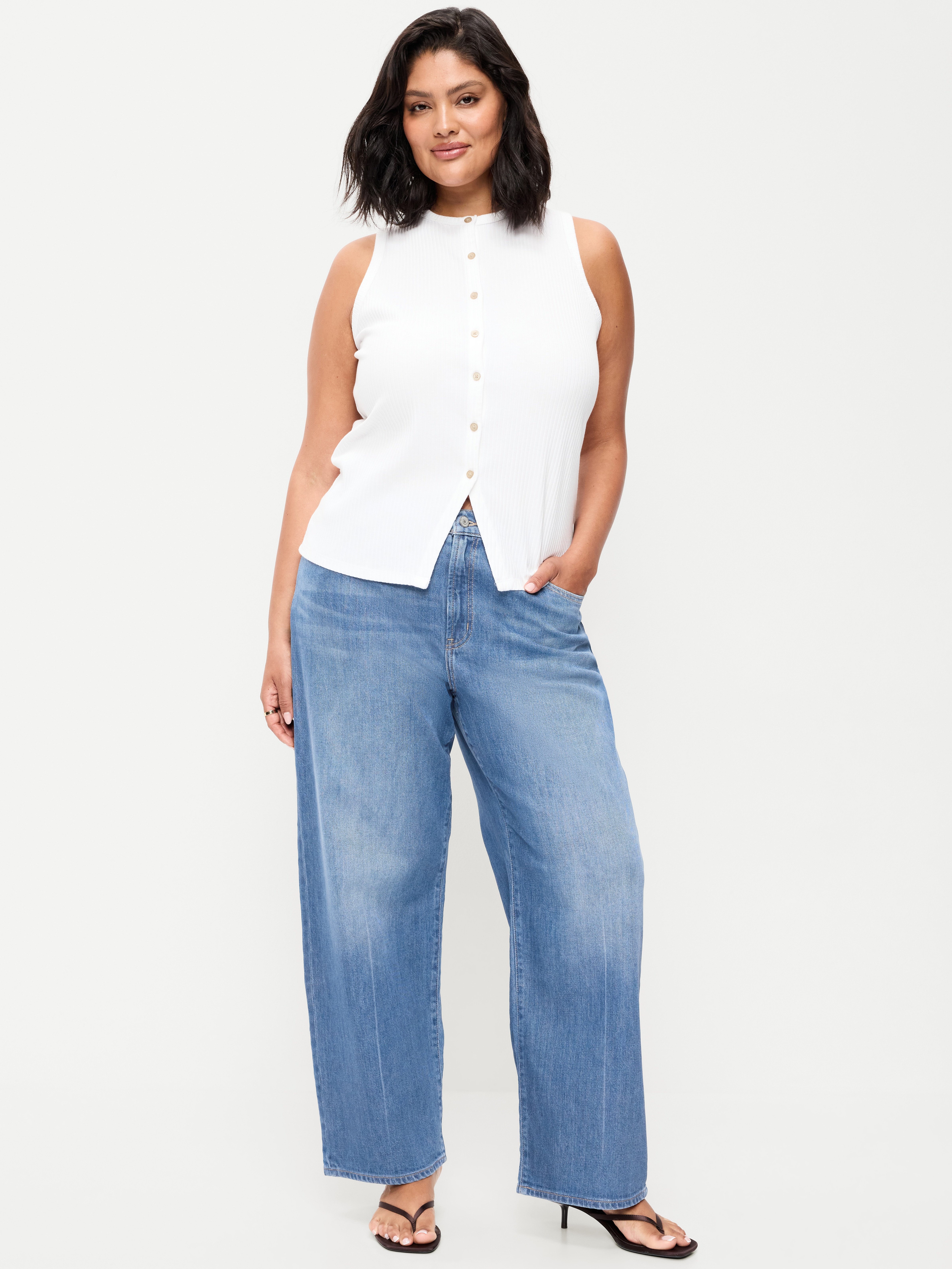 Low-Rise Loose Jeans - Solstice - 8