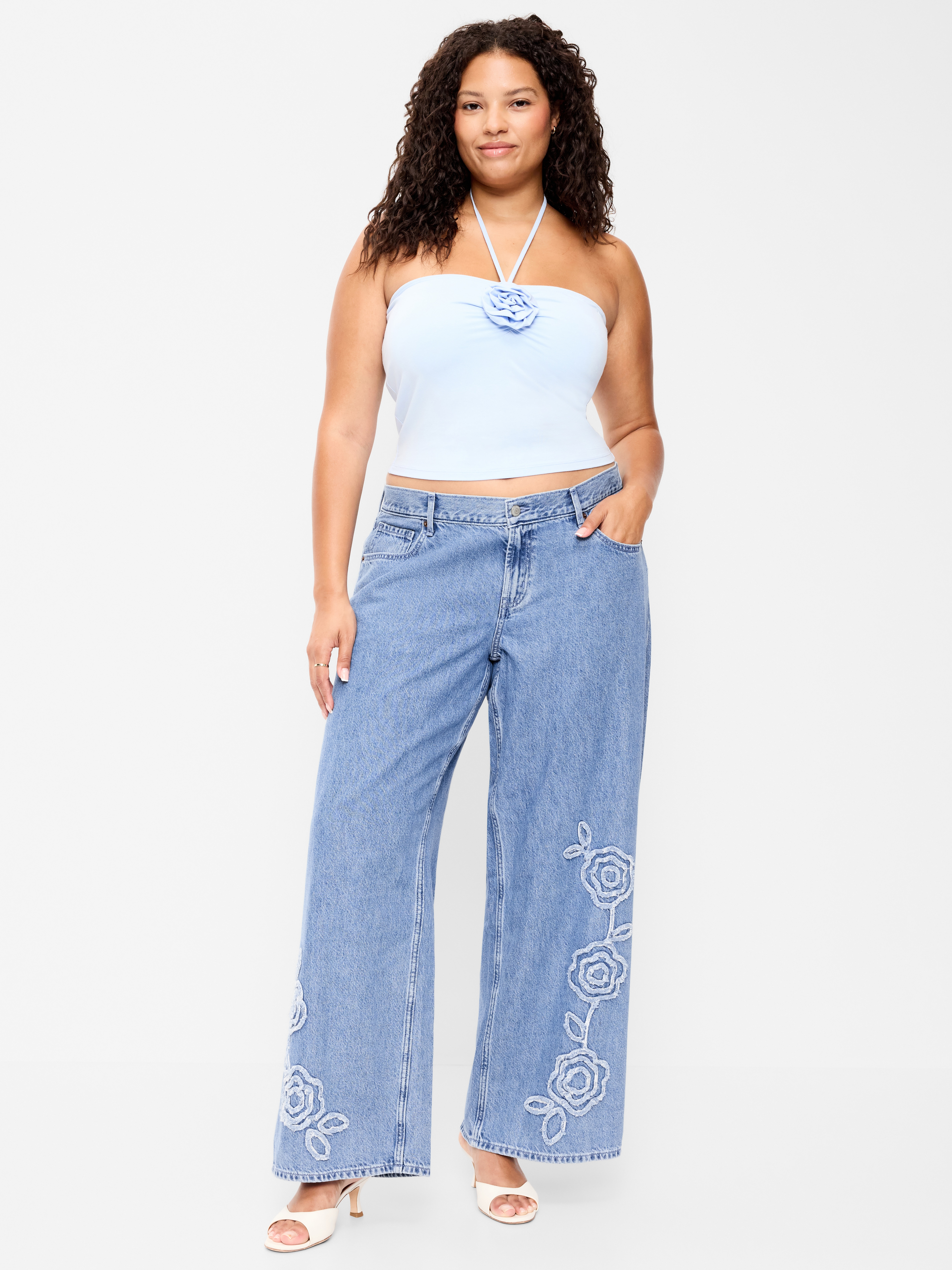 Low-Rise Baggy Wide-Leg Jeans - Medium Indigo - 7