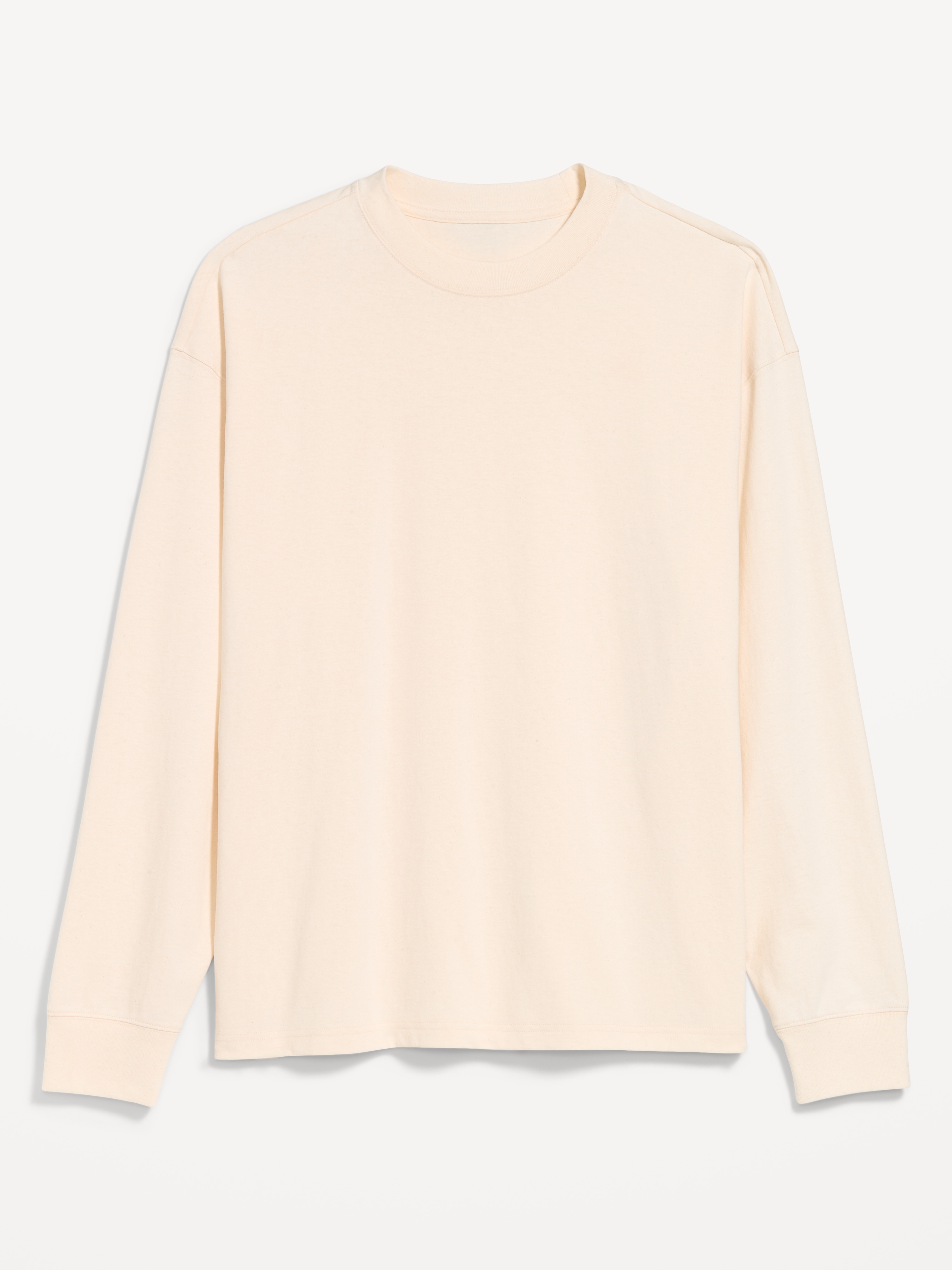 Oversized Long-Sleeve Crew-Neck T-Shirt - Cream - 1