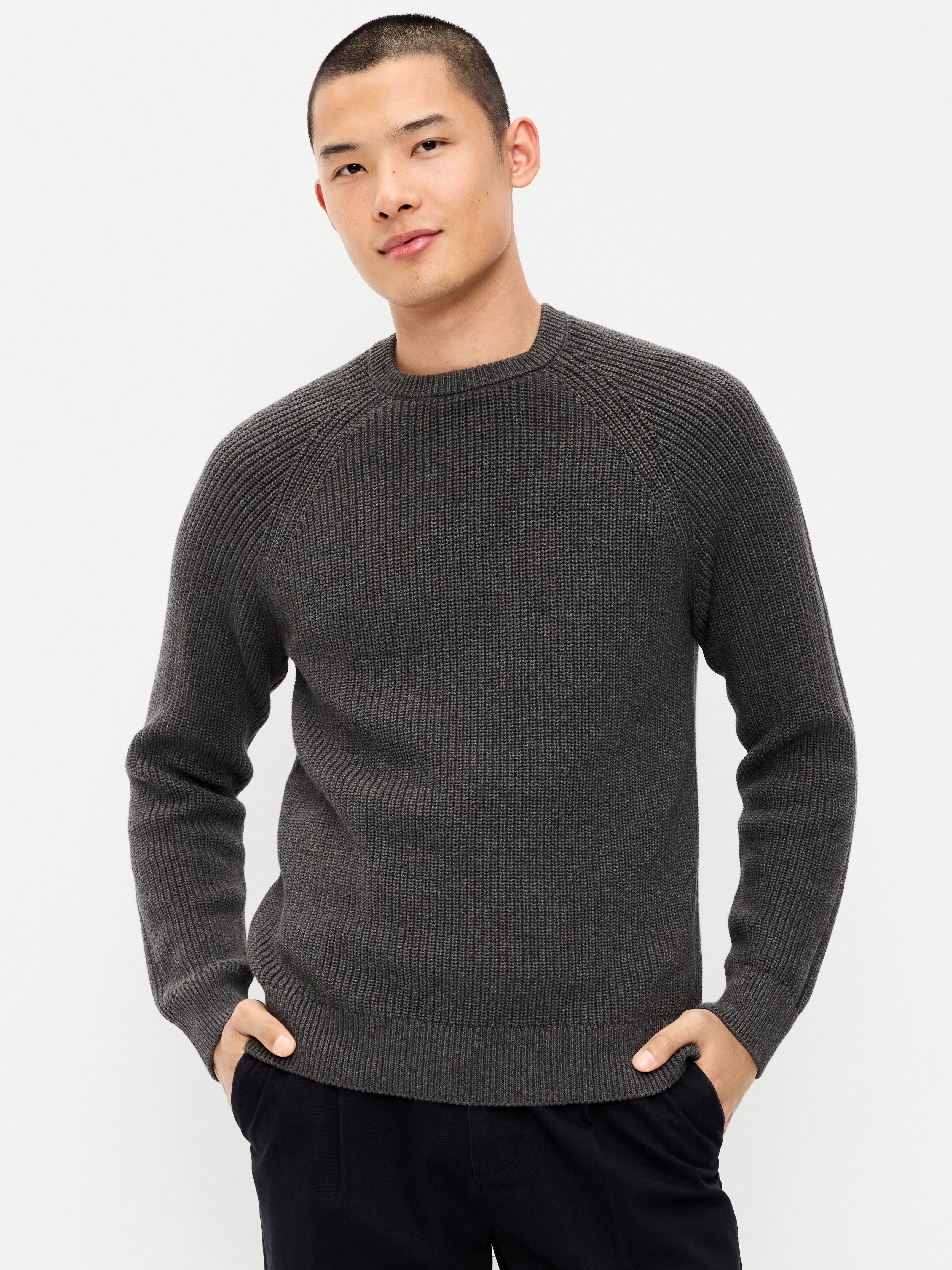 Crew-Neck Sweater - Dark Gray - 1