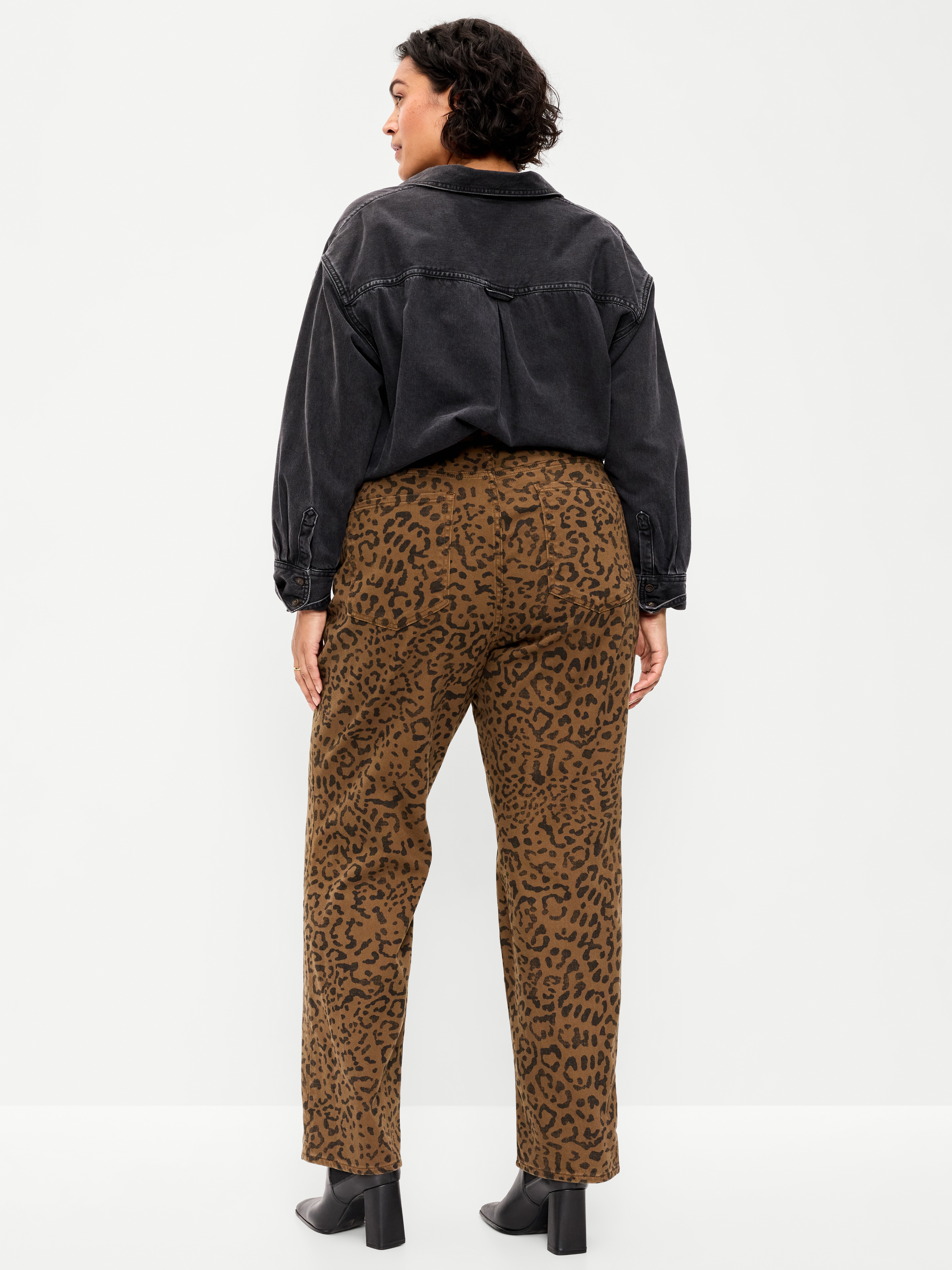 Curvy High-Waisted OG Loose Jeans - Brown Leopard - 9