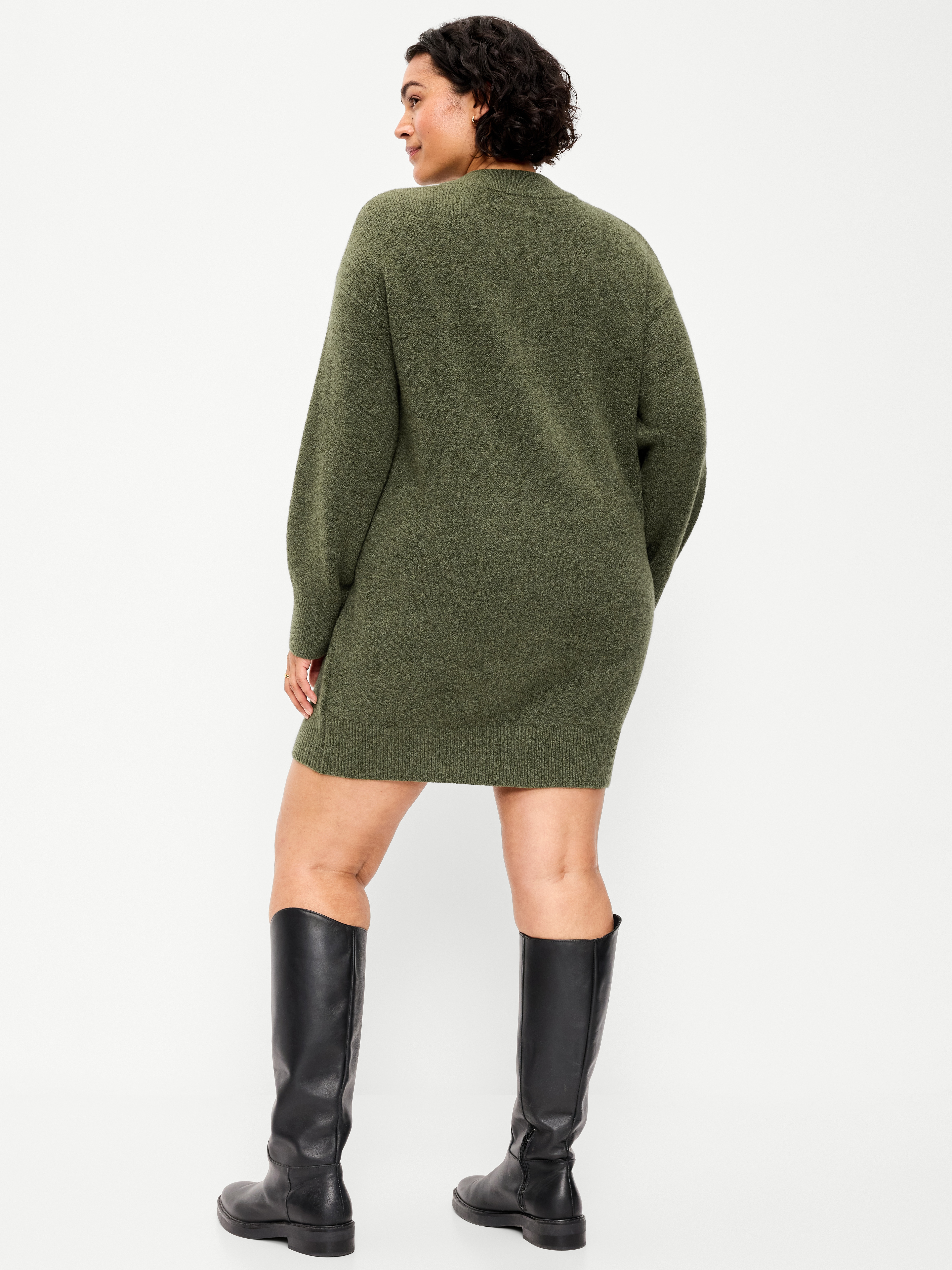 SoSoft Long-Sleeve V-Neck Mini Sweater Dress - Alpine Tundra - 9