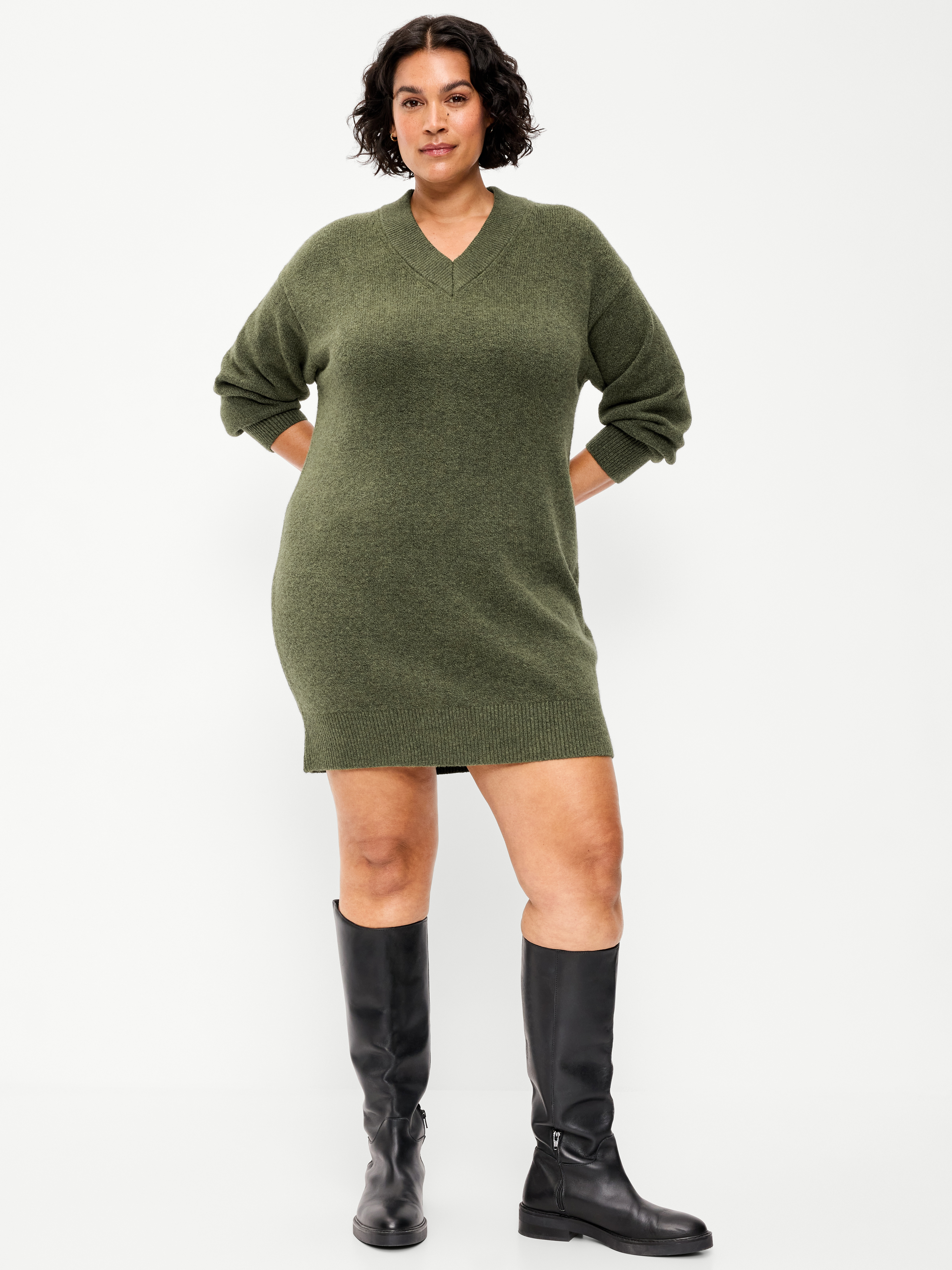 SoSoft Long-Sleeve V-Neck Mini Sweater Dress - Alpine Tundra - 8