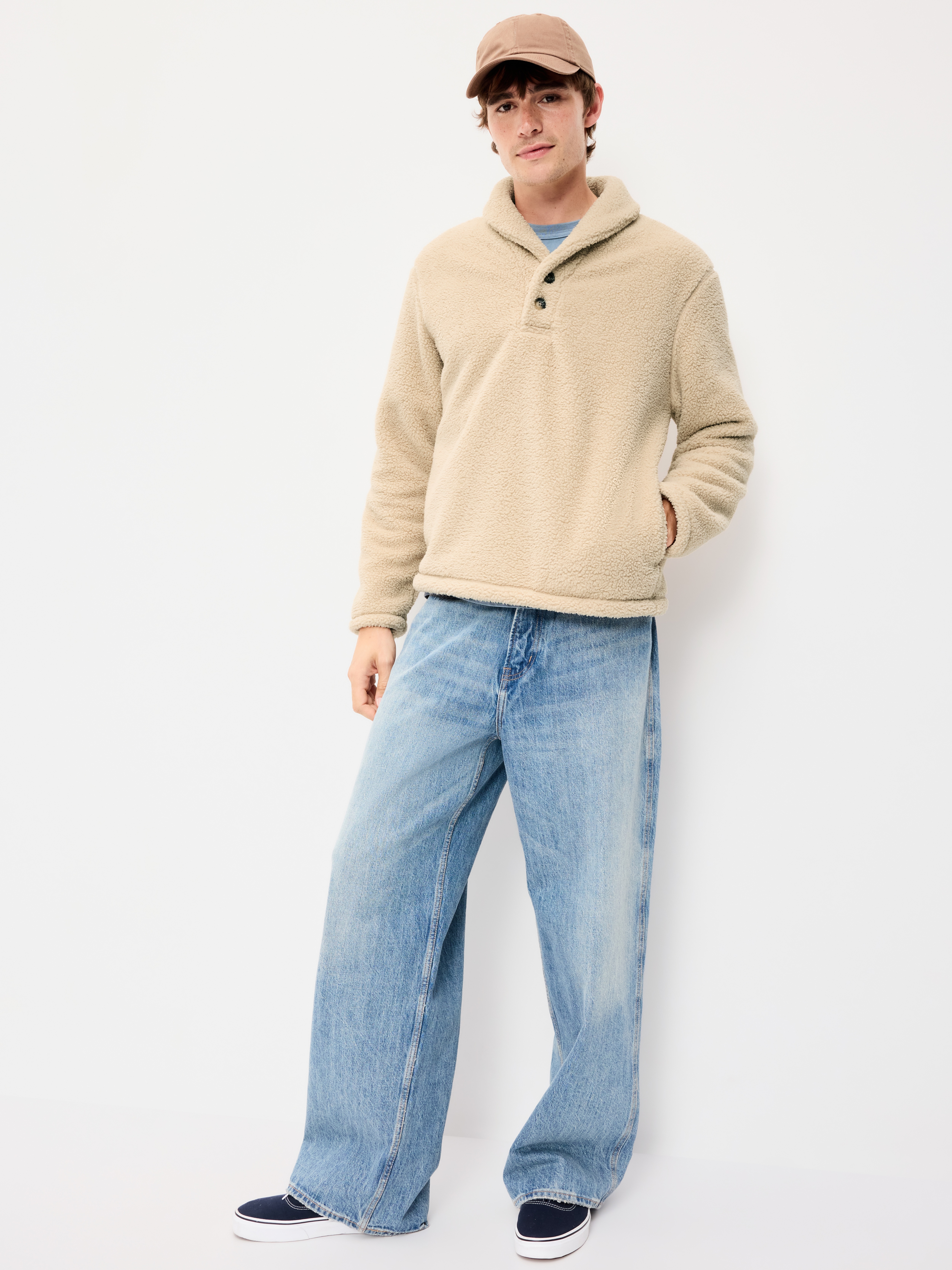Shawl-Collar Sherpa Pullover - A Stone's Throw - 3