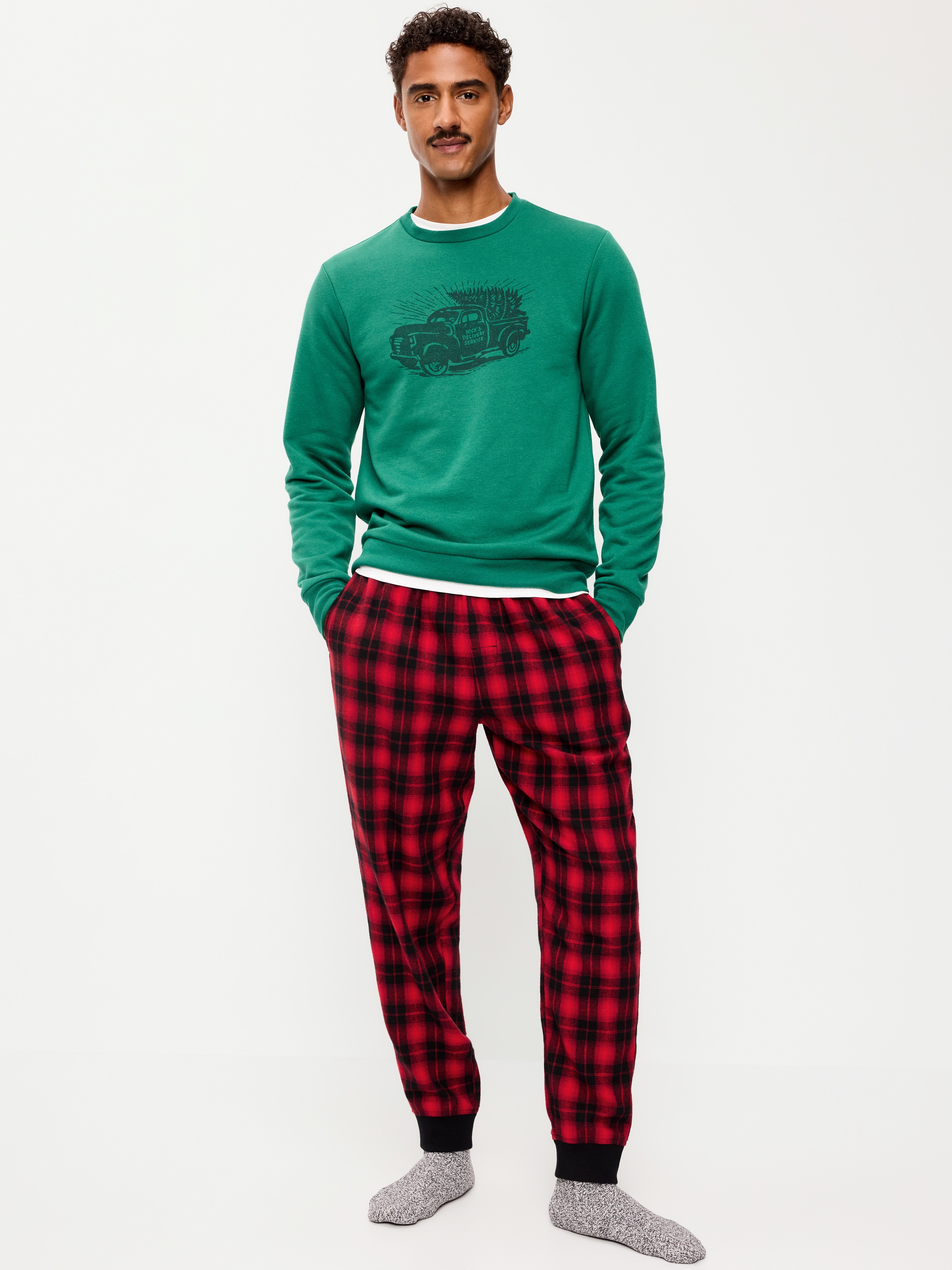 Flannel Pajama Joggers for Men - Red Buffalo Check - 2
